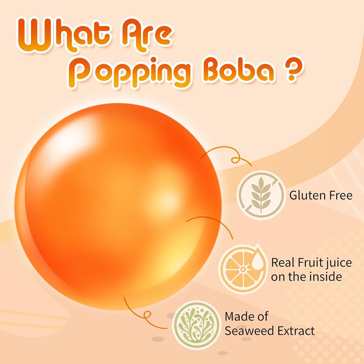 J WAY Bursting Popping Mango Boba Pearls, Mango Syrup, Non-Dairy, Fat-Free Popping Tapioca Boba for Beverages, Sweets, Ice Cream, 1.8oz (Pack of 6)