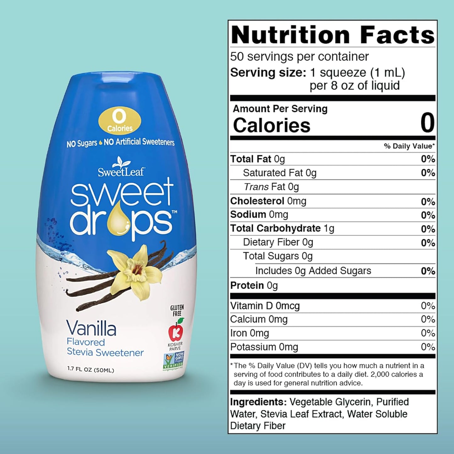 SweetLeaf Sweet Drops Vanilla Stevia Liquid Sweetener - Flavor Foods, Keto Coffee with Sugar Free, 0 Calorie, Non-Glycemic Response SweetLeaf Stevia Drops, 1.7 Fl Oz Ea (Pack of 6)
