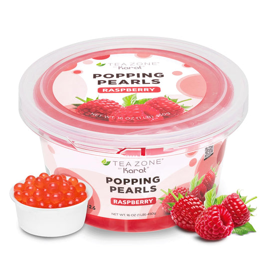 Tea Zone [1 Pound] Raspberry Popping Pearls, Bursting Pearls for Teas, Shakes, Smoothies, Dessert Toppings