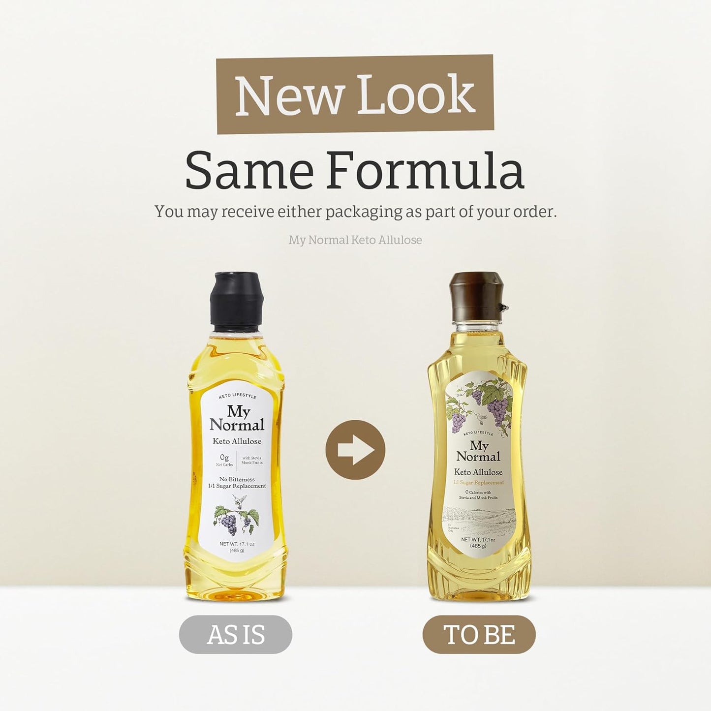 My Normal Keto Allulose 17.10 oz - Allulose 99.52%, Monk Fruit, Stevia Blend Thin Syrup, Zero Calorie Sweetener, 1:1 Sugar Substitute, Low Glycemic, Gluten Free, Zero Net Carbs, Zero Sugar