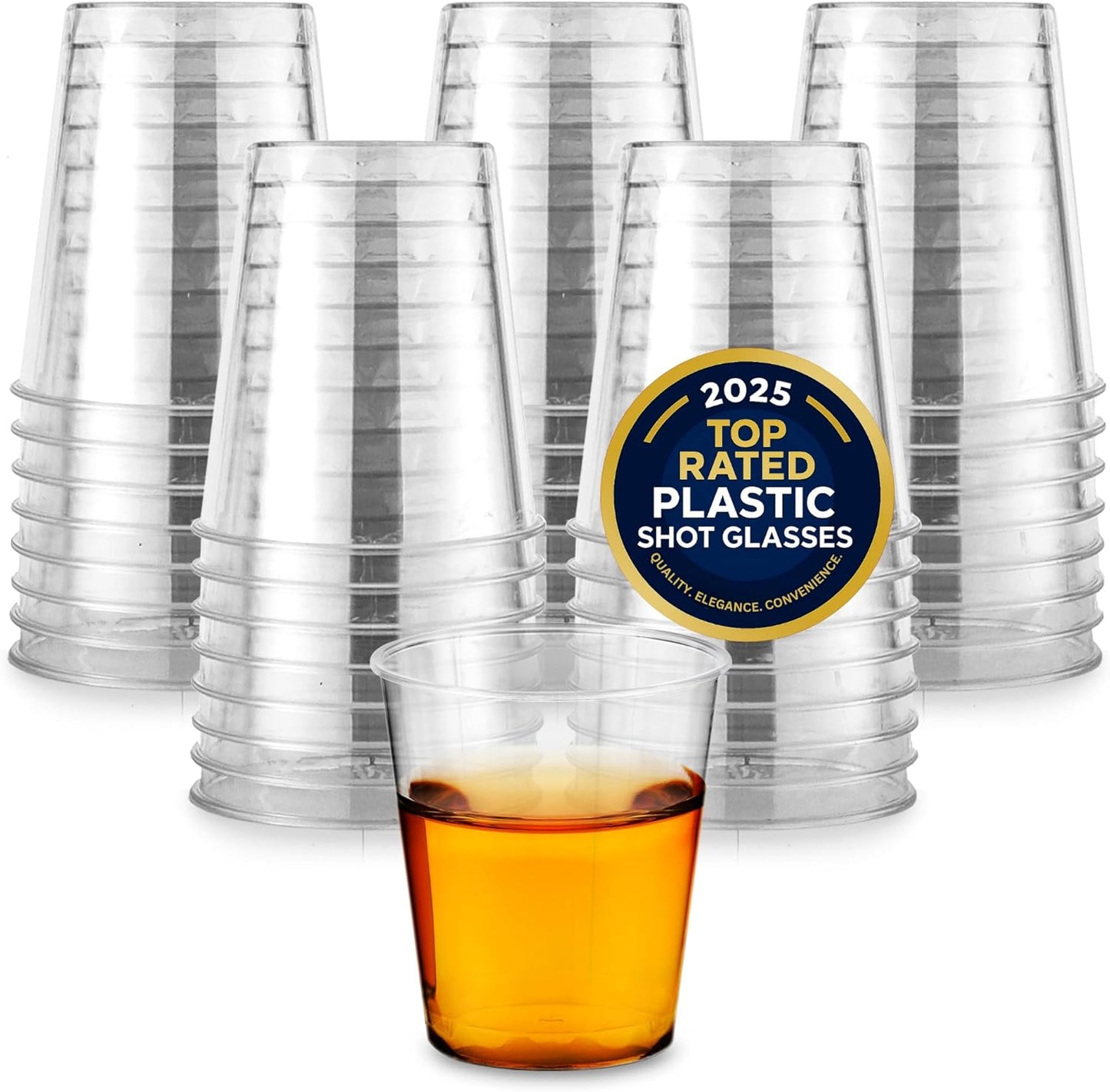 1.5 oz Shot Glasses - 100 Mini Plastic Shot Glasses (1.5oz) Clear Disposable Cups for Jello Shots, Wine Tasting, Liquor, Whiskey, Pudding, Sample Cup for Halloween and Elegant Partiest