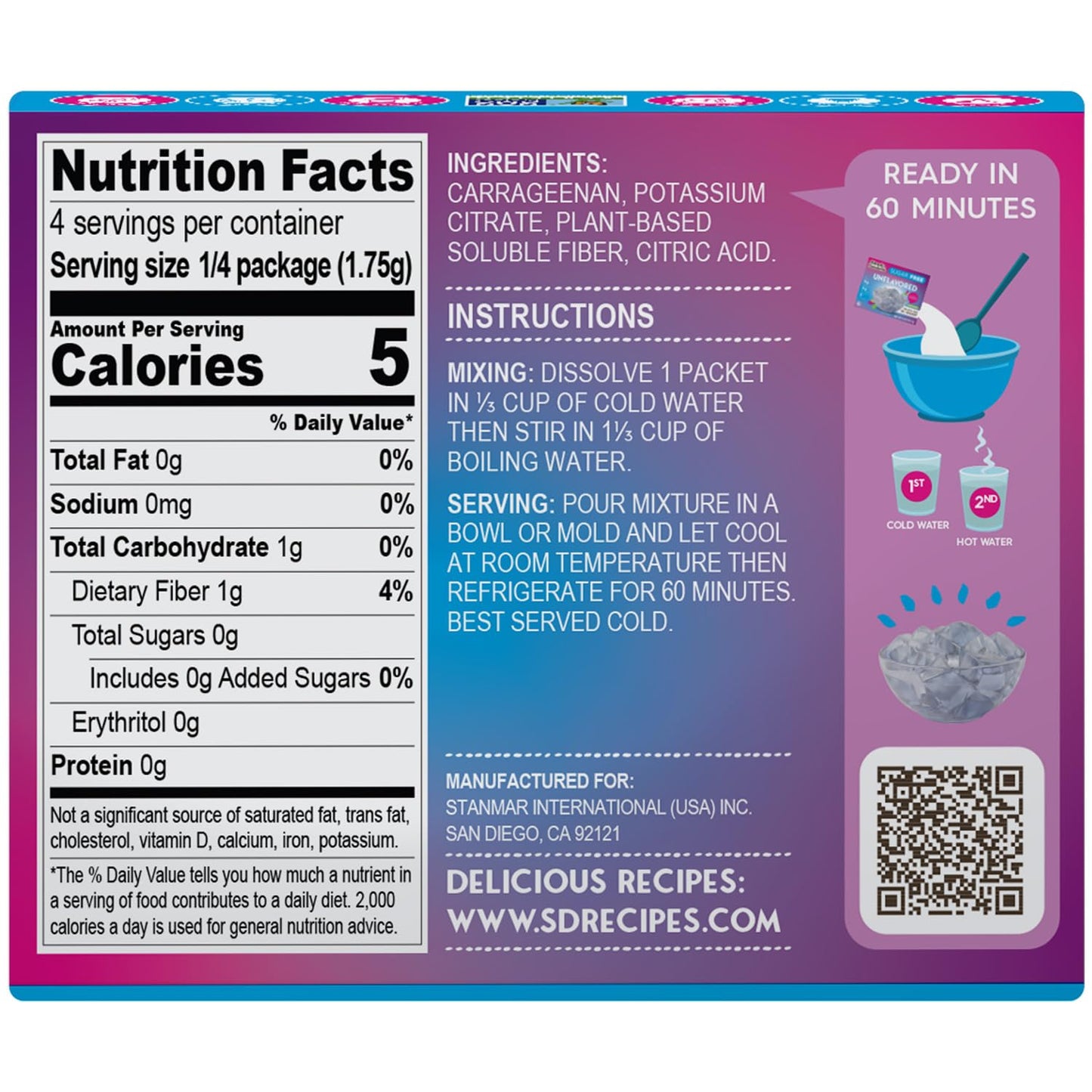 Simply Desserts Zero-Sugar Plant-Based Jel, Unflavored 6-Pack – Gelatin-Free Dessert, Keto, Diabetic Friendly & Kosher, 1.7 Oz Ea