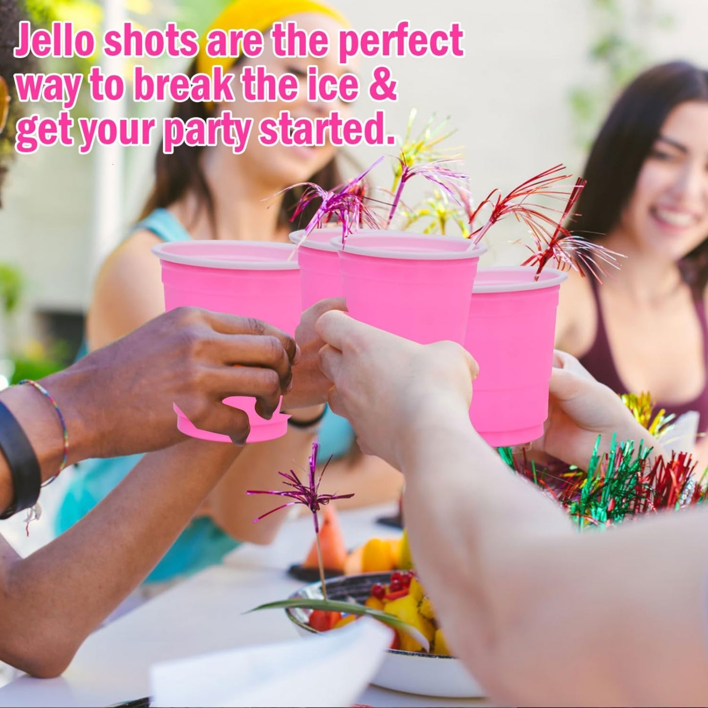 100 Pcs Pink Plastic Shot Cups, Disposable Shot Glasses 2 oz Plastic Mini Cups for Birthday, Bachelorette Party, Tasting Serving, Jello Shots, Baby Shower, Parties Favor & Supplies