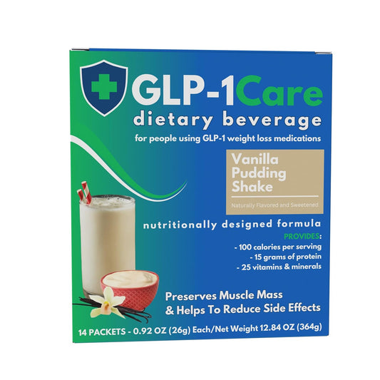 GLP-1Care Vanilla Pudding Shake Mix, High Protein, Low Calorie, GLP-1 Compatible, 14 Servings Per Box