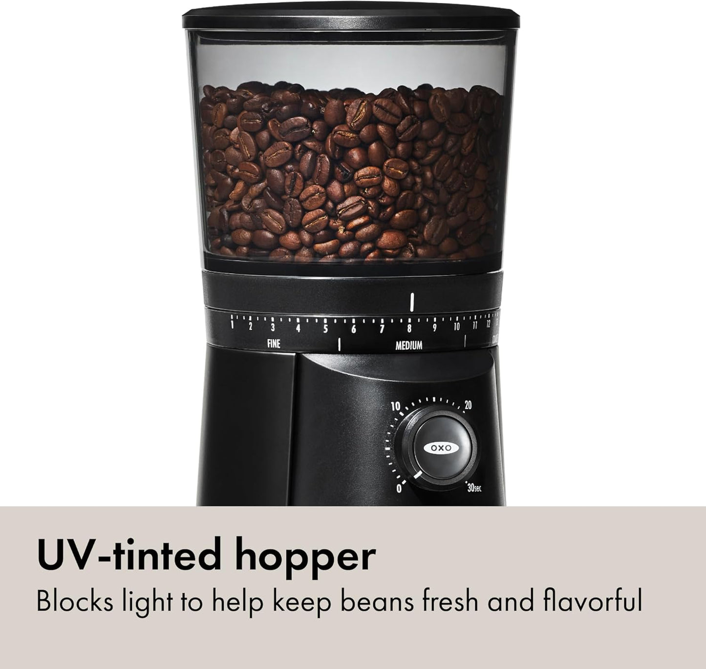 OXO Brew Conical Burr Grinder - Matte Black, Stainless Steel Burrs, One-Touch Automatic Smart Grind