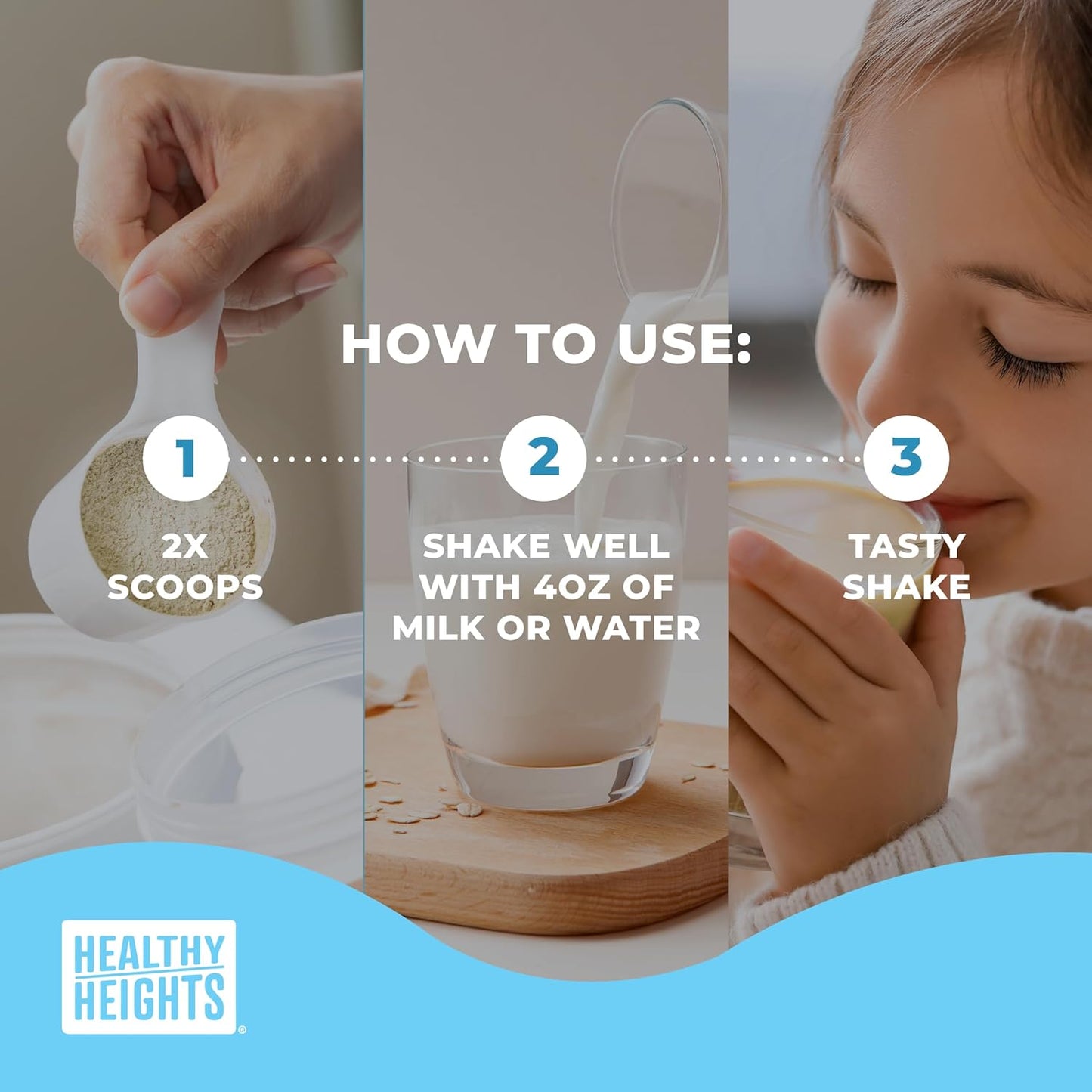 Healthy Heights Grow Daily Kids Protein Drink Mix (Vanilla) - High Protein Shake for Kids 3+