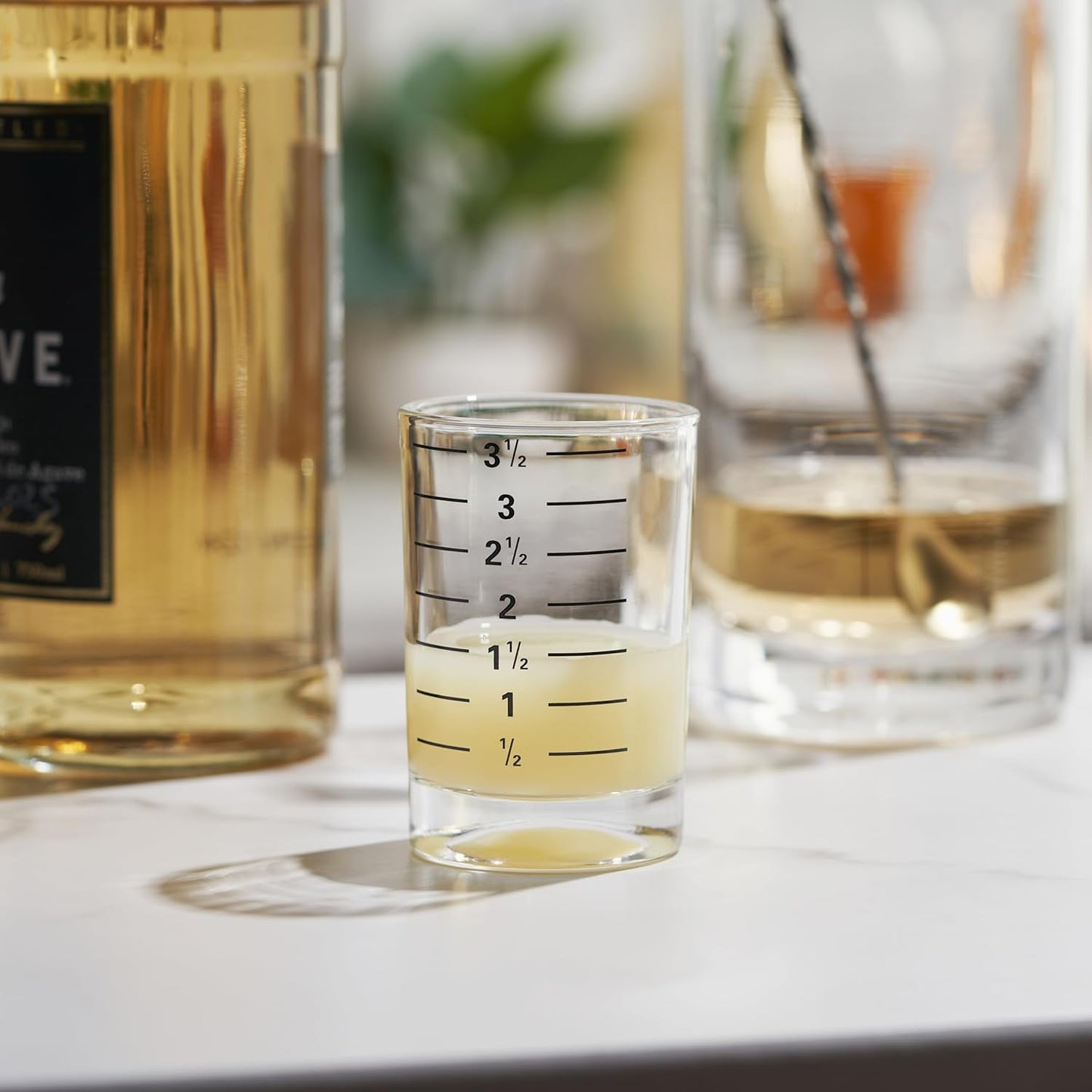 True Slam Tall glass shot Glasses, Prinked Half oz. Measurements for Cocktails, Bar Accessory Cups, Party Shot Cups, 4oz