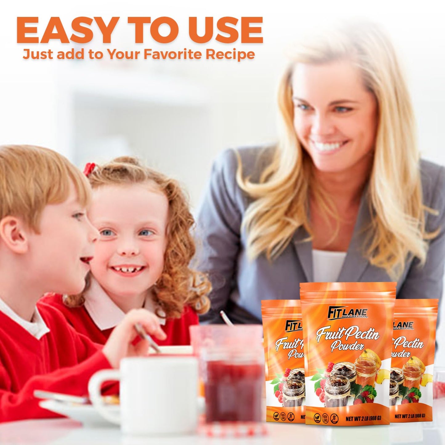 Fruit Pectin Powder 2 lbs - For Canning Jams and Jellies - Natural, Vegan and NON-GMO - Premium Bulk Ingredient Mix - Great for Apple Pie Filling - By Fit Lane Nutrition - Value Size Bag