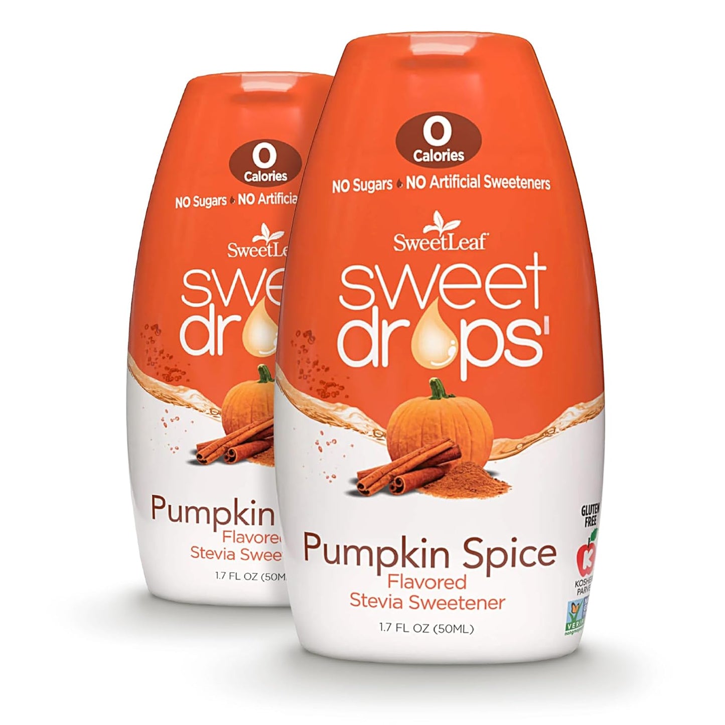 SweetLeaf Sweet Drops - Flavored Stevia Liquid Sweetener, Stevia Extract, Zero Calories, Gluten Free, Keto Friendly, Non GMO, Natural Flavor, Sugar Alternative - Pumpkin Spice, 1.7 Fl Oz (Pack of 2)
