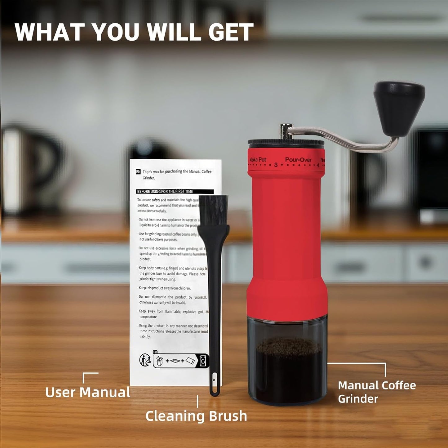 Mini Manual Coffee Grinder – 40 Adjustable Settings, Portable Hand Crank Mill with 30g Capacity, Conical Burr for Espresso, Pour Over, French Press | Perfect for Travel, Camping & Office