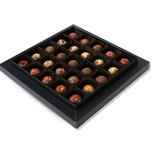 Andy Anand Chocolatier Belgian Chocolate Truffles - 25 Pcs Parisian Chocolate Truffles Gift Box With Mango, Pistachio, Pineapple, Raspberry & Strawberry, Decadent Belgian Truffles (25 Pcs, 8 Oz)
