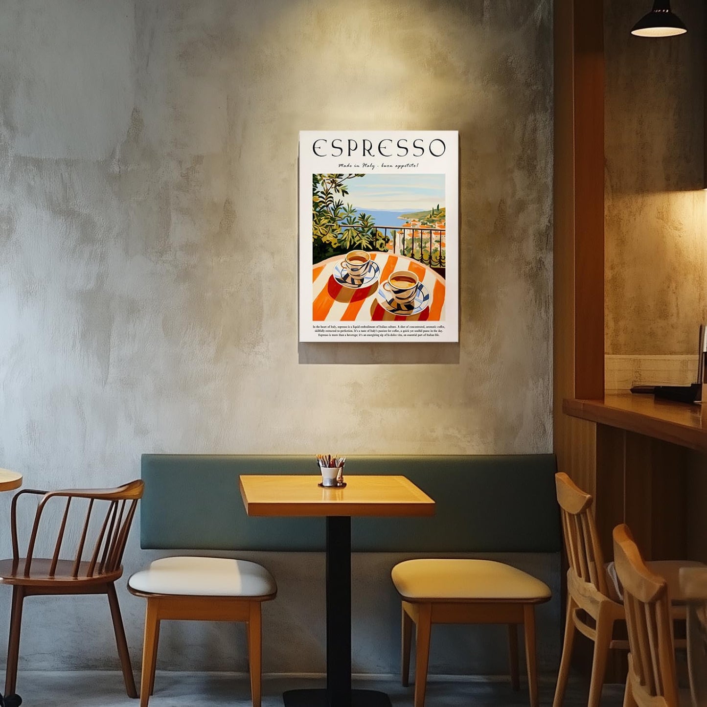 GELDSTEI Coffee Wall Art, Vintage Espresso Wrapped Canvas Print, Italian Coffee Poster Print, Cafe Bar Decoration, Retro Italian Cafe Wall Decor for Kitchen Dining Room Framed Ready to Hang 16"x24"