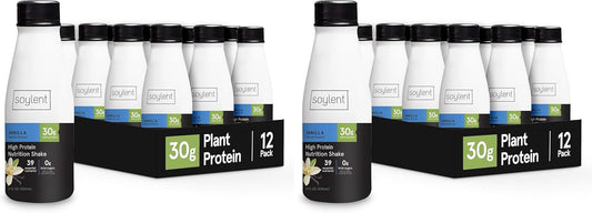 Soylent Vanilla High Protein Shake, 30g Complete Protein, Vegan, Dairy Free and 0g Sugar, Ready to Drink Protein Drinks, 11 Oz, 24 Pack