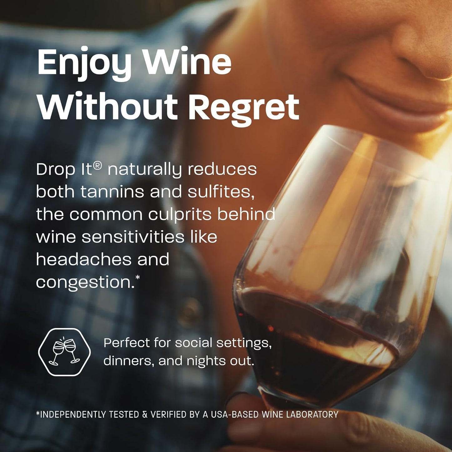 Drop It Wine Drops, Original - 10 mL, 2 Pack - Naturally Reduces Sulfites & Tannins in Red, White & Sparkling Wines - Portable, Easy to Use - Treats Up to 55 Glasses/9 Bottles of Wine Each - USA Made