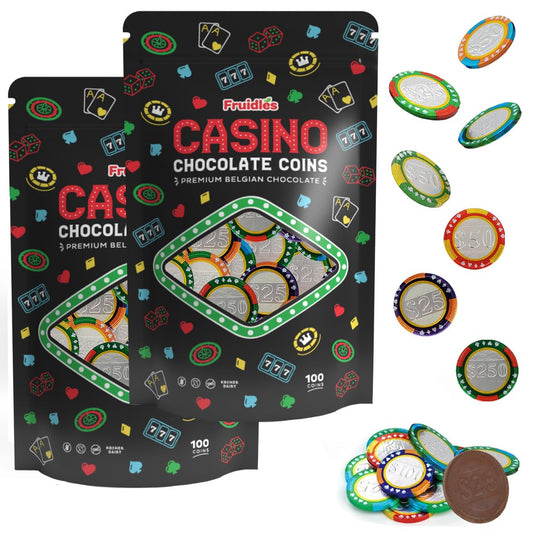 Fruidles Casino Poker Chips, Belgian Milk Chocolate Coins, Kosher Certified Dairy, Non GMO (200-Pack)