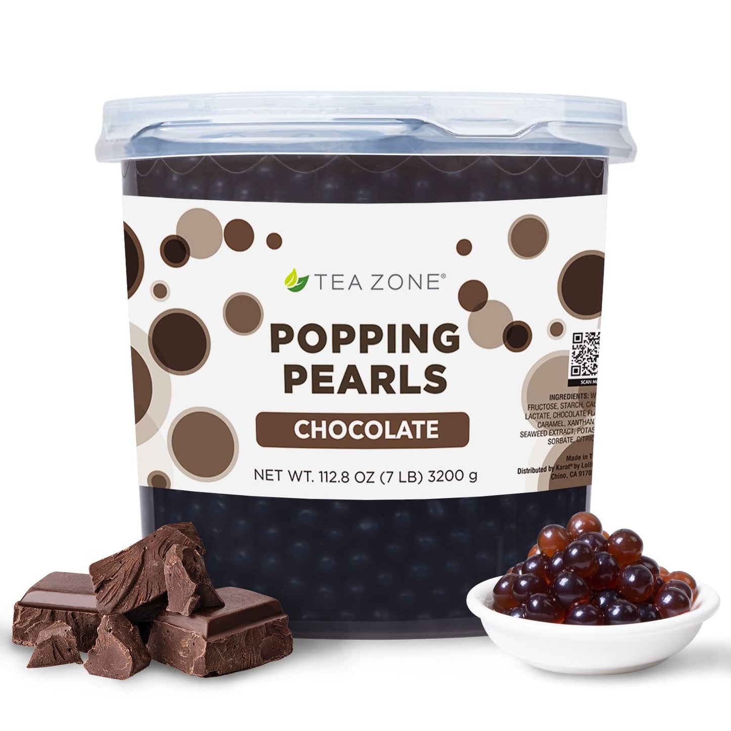 Tea Zone [7 Pounds] Chocolate Popping Pearls for Boba Tea Beverages, Sweets, Ice Cream Topping | B2071