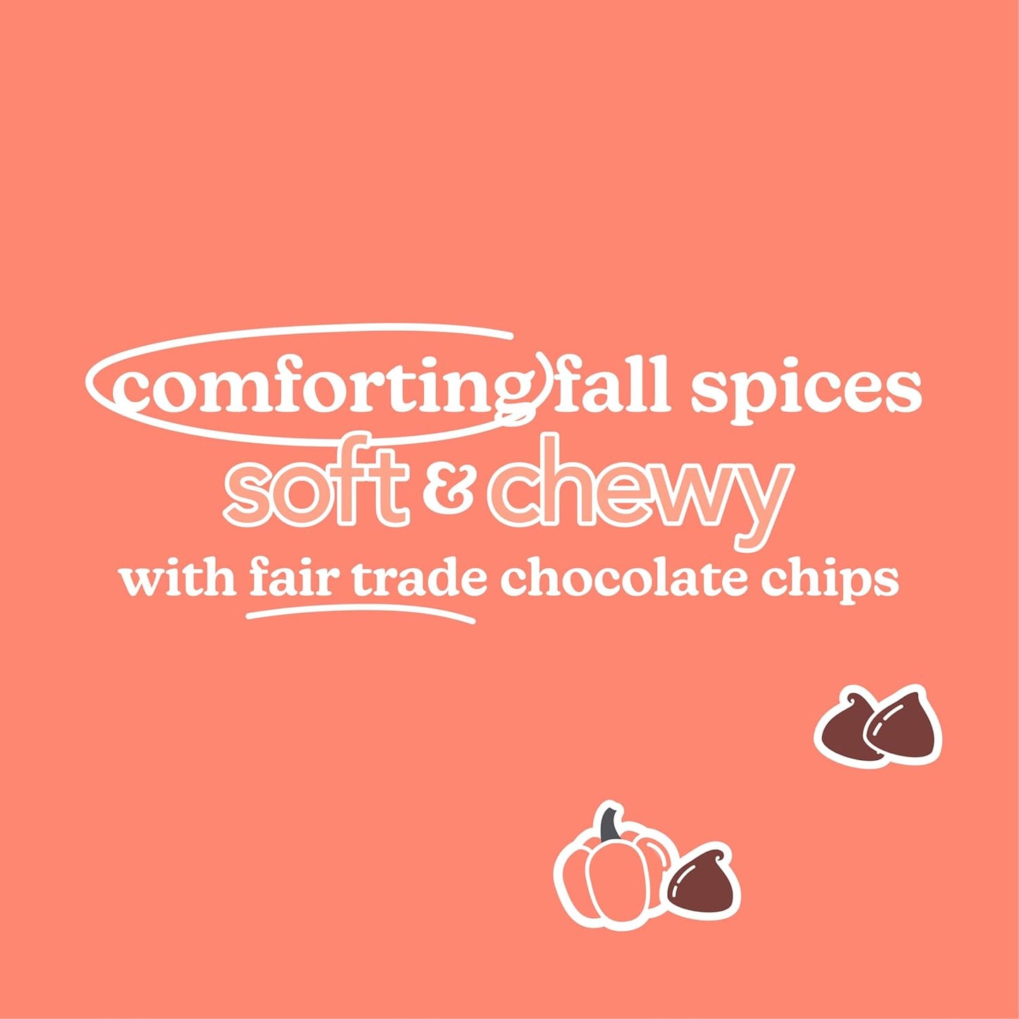 Love + Chew Tasty, Gluten Free Cookies - Pumpkin Chip 10 Count - Vegan - Healthy, Paleo, Non GMO Snacks - Individually Wrapped, Soft Baked Cookies - Made from High Protein Almonds - 2 Ounce Each