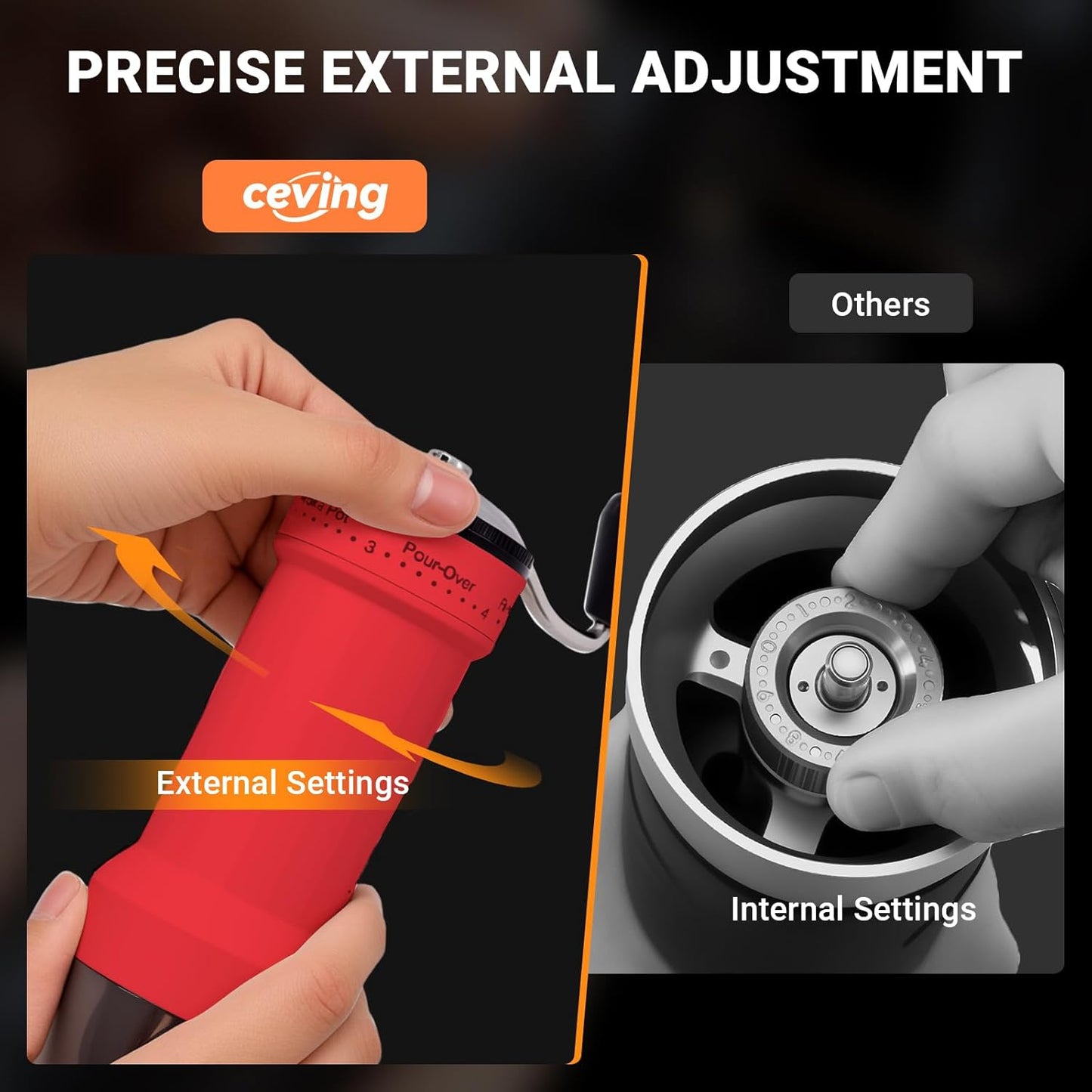 Mini Manual Coffee Grinder – 40 Adjustable Settings, Portable Hand Crank Mill with 30g Capacity, Conical Burr for Espresso, Pour Over, French Press | Perfect for Travel, Camping & Office