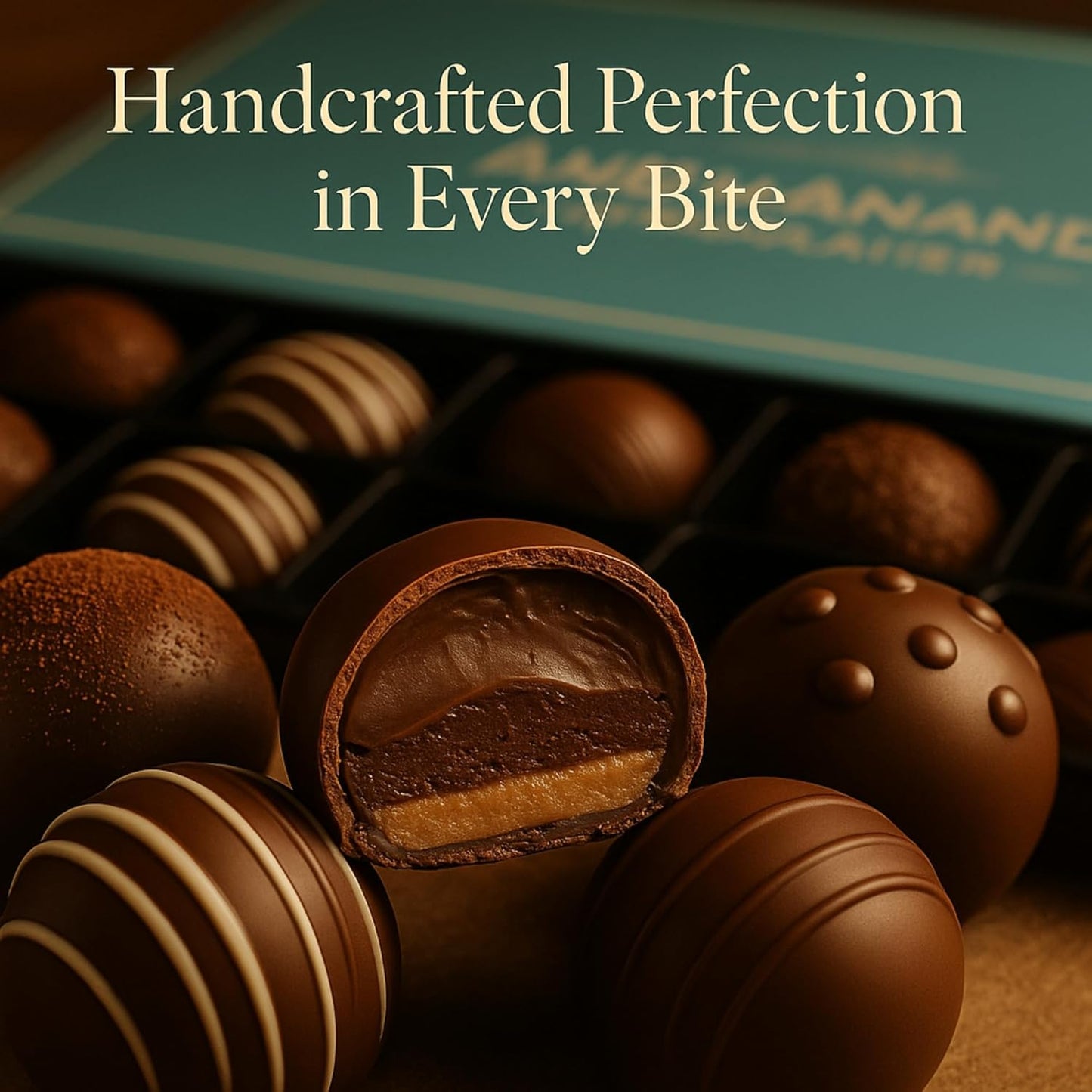 Andy Anand Chocolatier Luxurious Dark Chocolate Truffles Gift Box - Handmade Gourmet Chocolate Assortments, Gluten Free chocolate Perfect_gifts for her & for birthday Gifts & wedding gifts (24 Pcs)