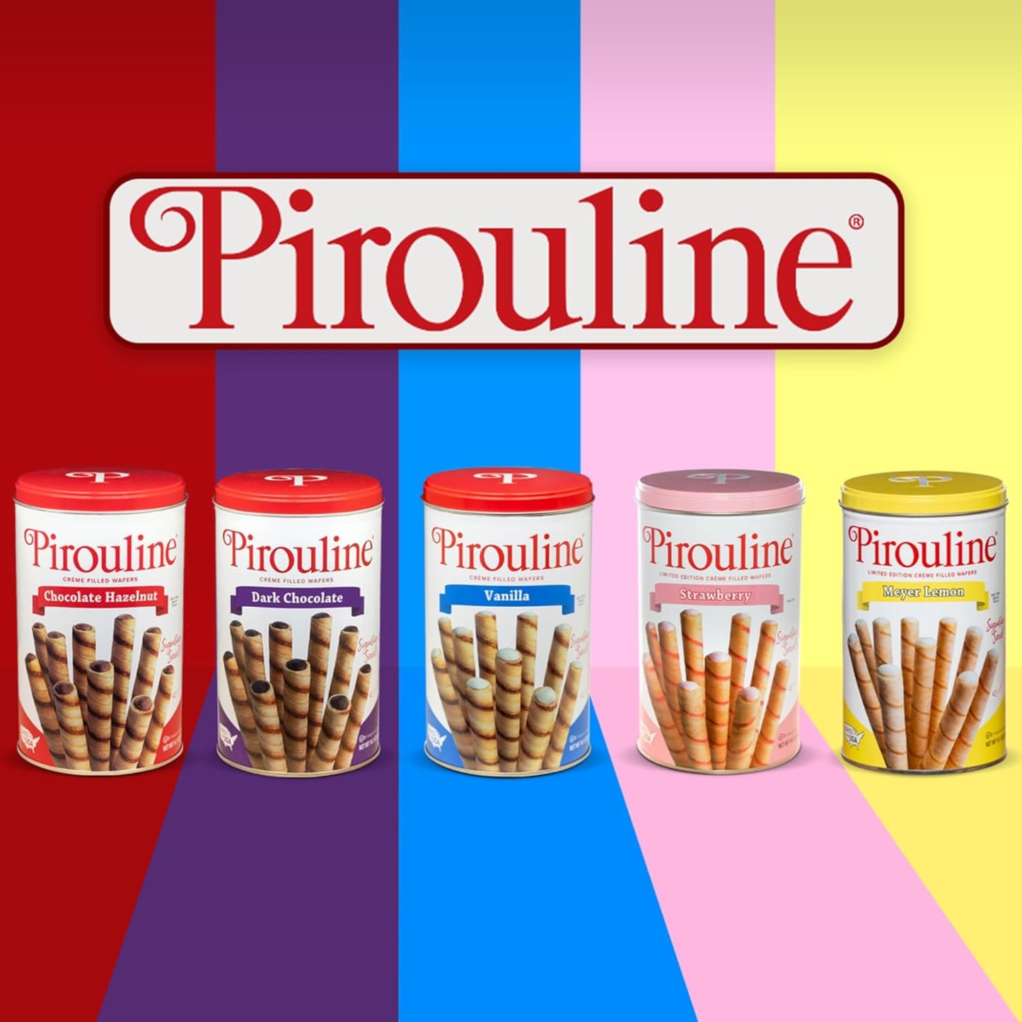 Pirouline Rolled Wafers - Chocolate Hazelnut Rolled Wafer Sticks - Original Signature Swirl Rolled Wafer Cookies - 14 oz 3 Pack
