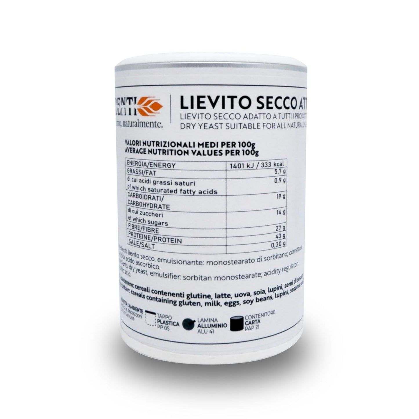 Molino Denti - Lievito Active Dry Yeast 7.05 Ounce Can - Made in Italy - Perfect with 00 Flour