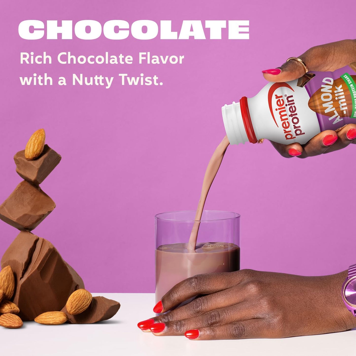 Premier Protein Almondmilk Plant Based Protein Shake, 20g Protein, 5g Sugar, 11.5 Fl oz, Chocolate, 12 Count