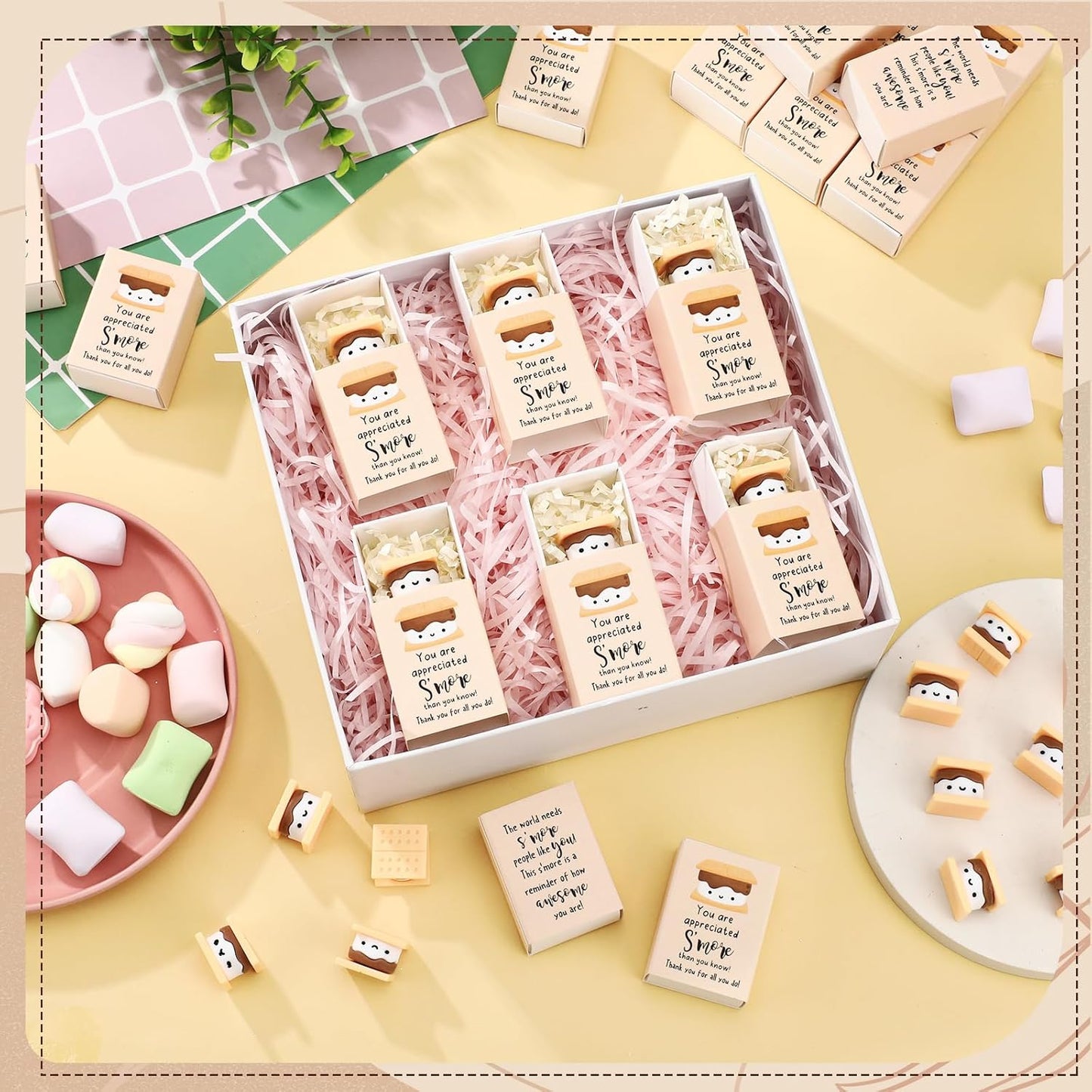 Wettarn 75 Sets S'more Appreciation Gifts Bulk Marshmallow with Box Party Favors Christmas Vet Tech Thank You Gift Rewards for Teacher Employee Nurse Coworkers Staff Team