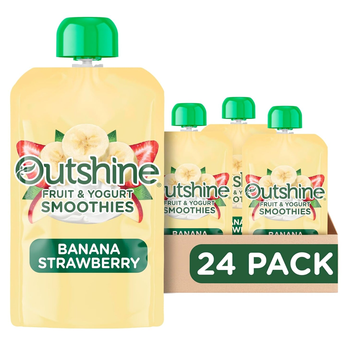 Outshine Fruit & Yogurt Smoothie Banana Strawberry, Smoothie Pouch, On The Go Snack, 24PK