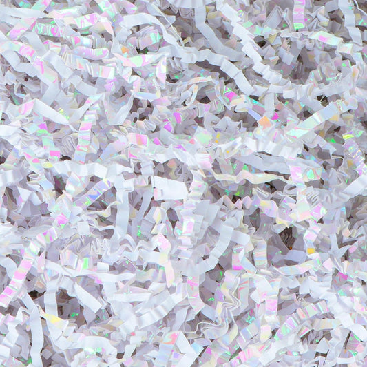 Crinkle Cut Paper 7oz Shredded Packing Grass Cushion Paper for Gift Baskets Christmas Wedding Birthday Bridesmaid Engagement Craft Gift boxes Bags Filler (Diamond White)