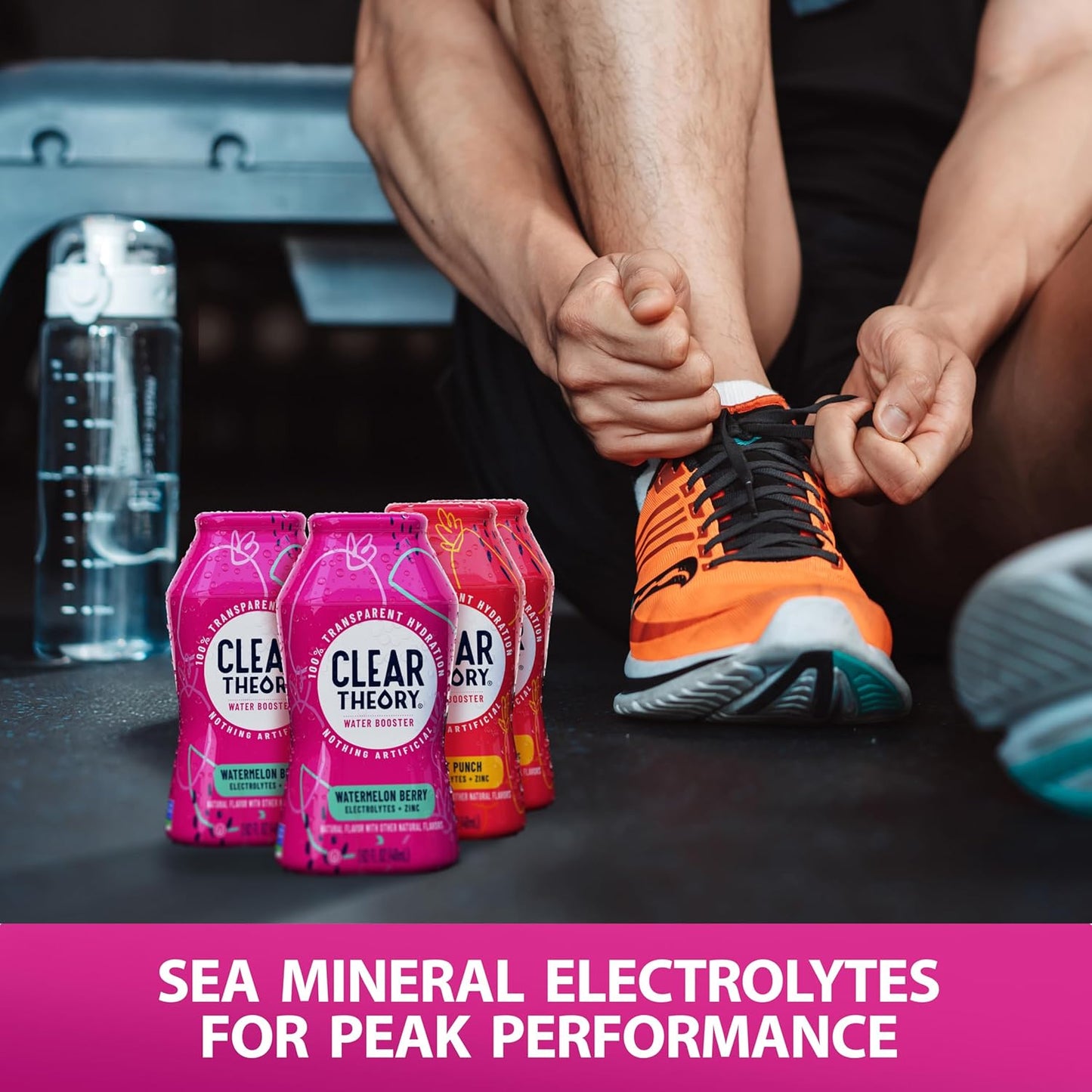 Clear Theory Water Flavoring Drops with Electrolytes, Water Enhancer Liquid Flavored Water Drink Mix, Hydration for Kids, Vegan, Gluten Free, Low Calorie (Watermelon Berry & Fruit Punch)