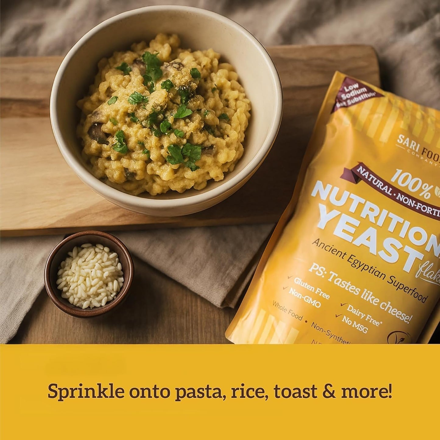 Non Fortified Nutritional Yeast Flakes, Whole Foods Based Protein Powder, Vegan, Gluten Free, Vitamins B, Beta-glucans, and All 18 Amino Acids (24 oz.)