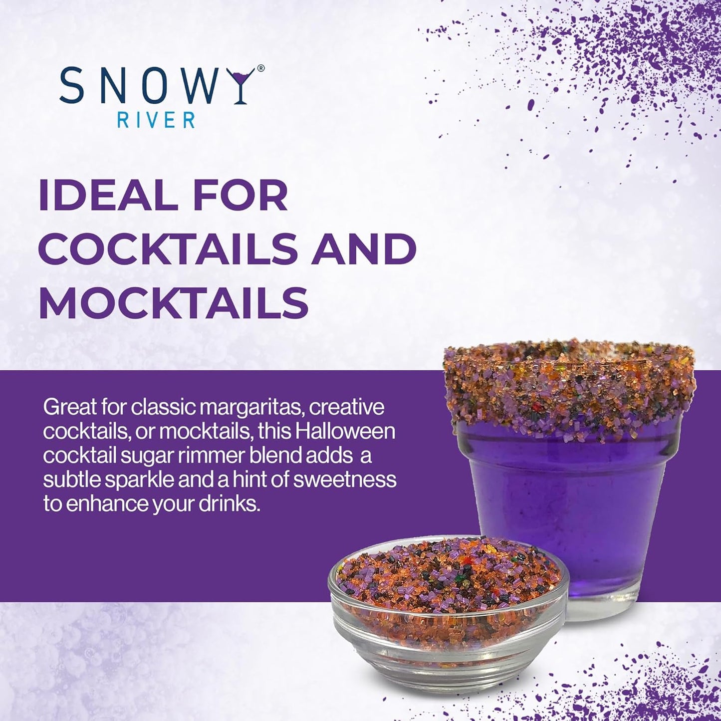 Snowy River Halloween, Cocktail & Margarita Sugar Rimmer - Vibrant Naturally Colored Sugar for Cocktail Rimming, Baking & Decorating, Medium Crystal - 80oz