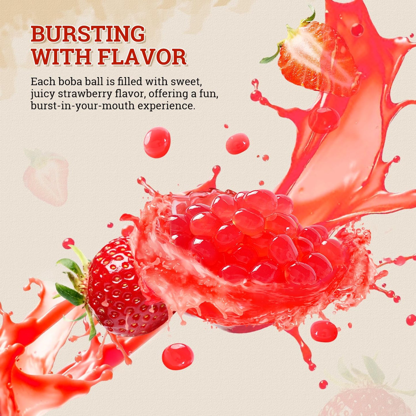 52USA Strawberry Popping Boba (1000g), Popping Pearls for Bubble Tea, Beverages, Sweets, Ice Cream, Shakes, Desserts & Smoothies Topping, 1.1 Pound (Pack of 2)