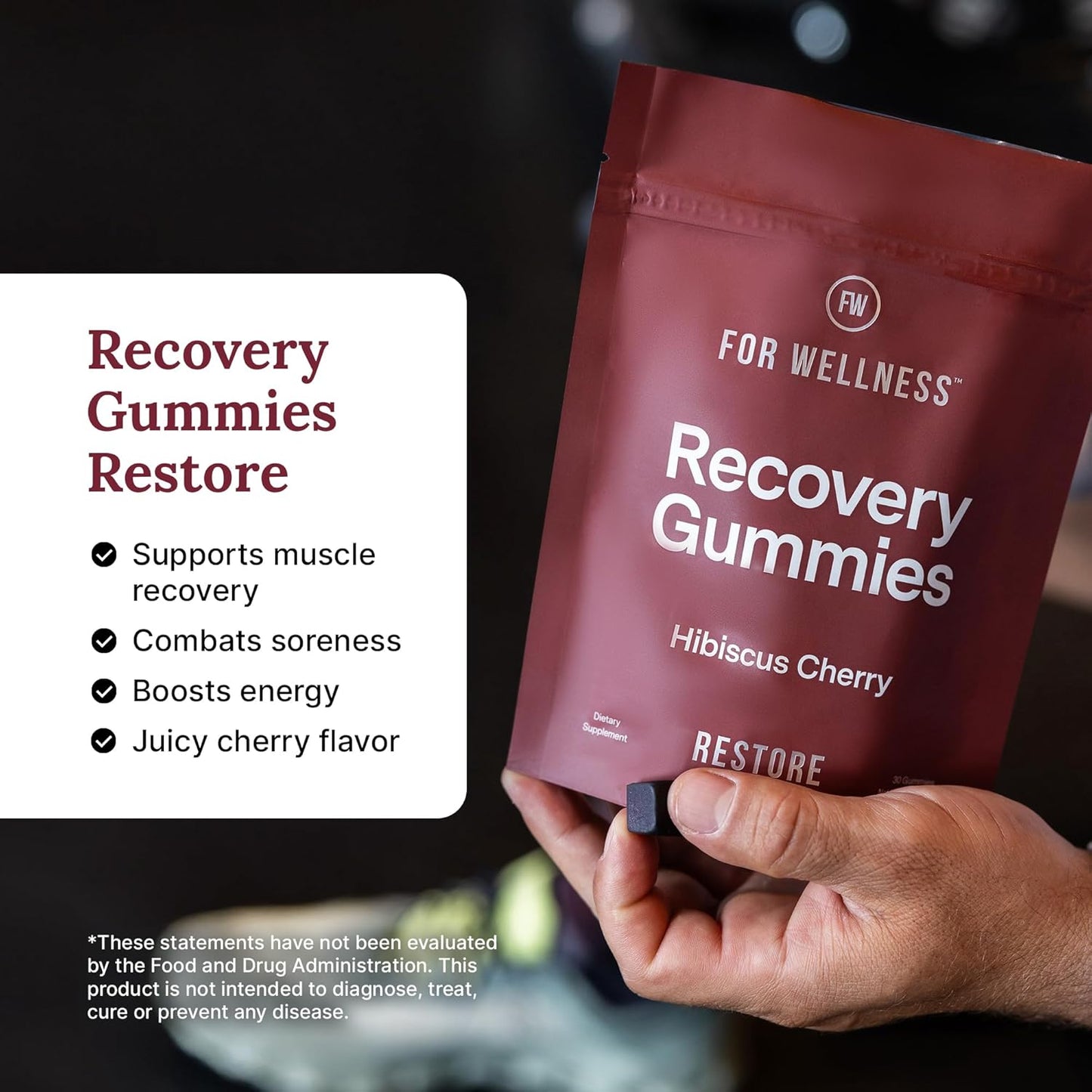 For Wellness Recovery Gummies Variety Pack | Restore, Hydrate & Focus | Gummy Supplements for Post-Workout Recovery, Hydration, Vision & Focus | Vegan, Non-GMO | 3 Pack