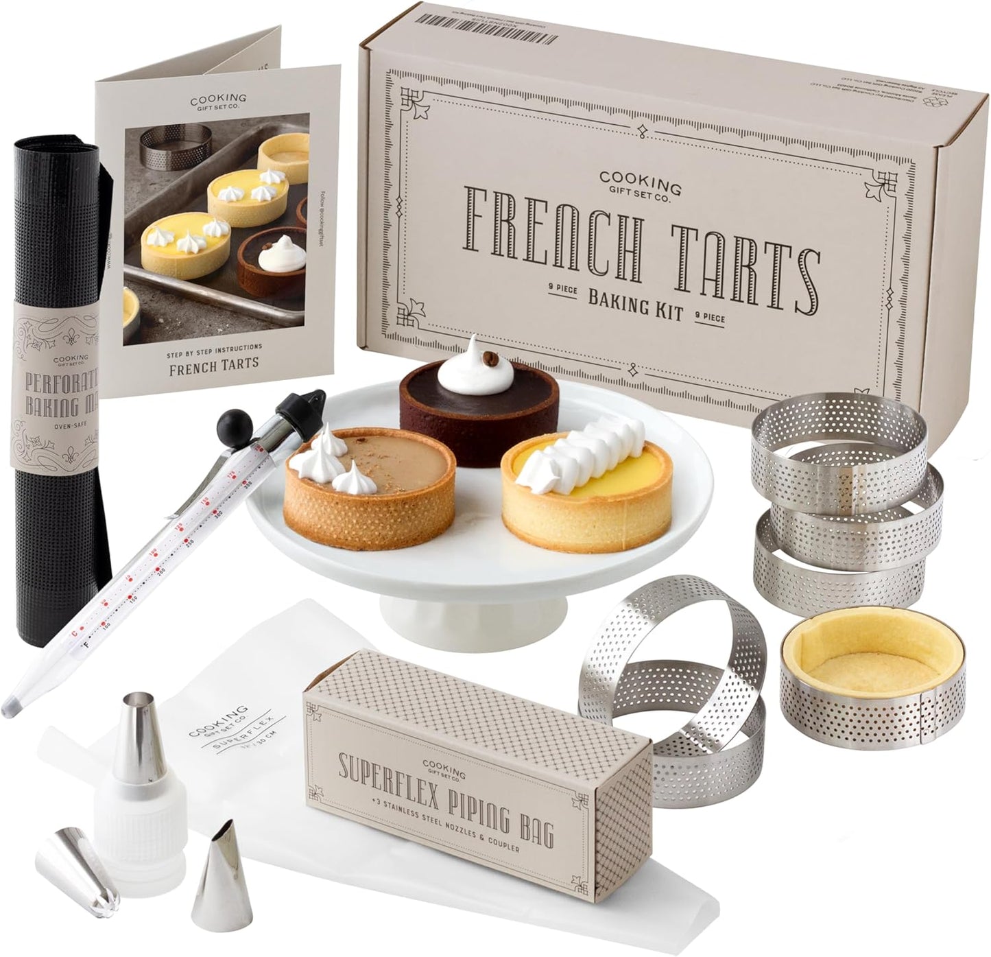 French Tart Baking Set | Mothers Day Unique Baking Gifts Kitchen Baking Supplies Present Food Making Kit For Adults & Parisian Cooking Tools for Pastry Dessert