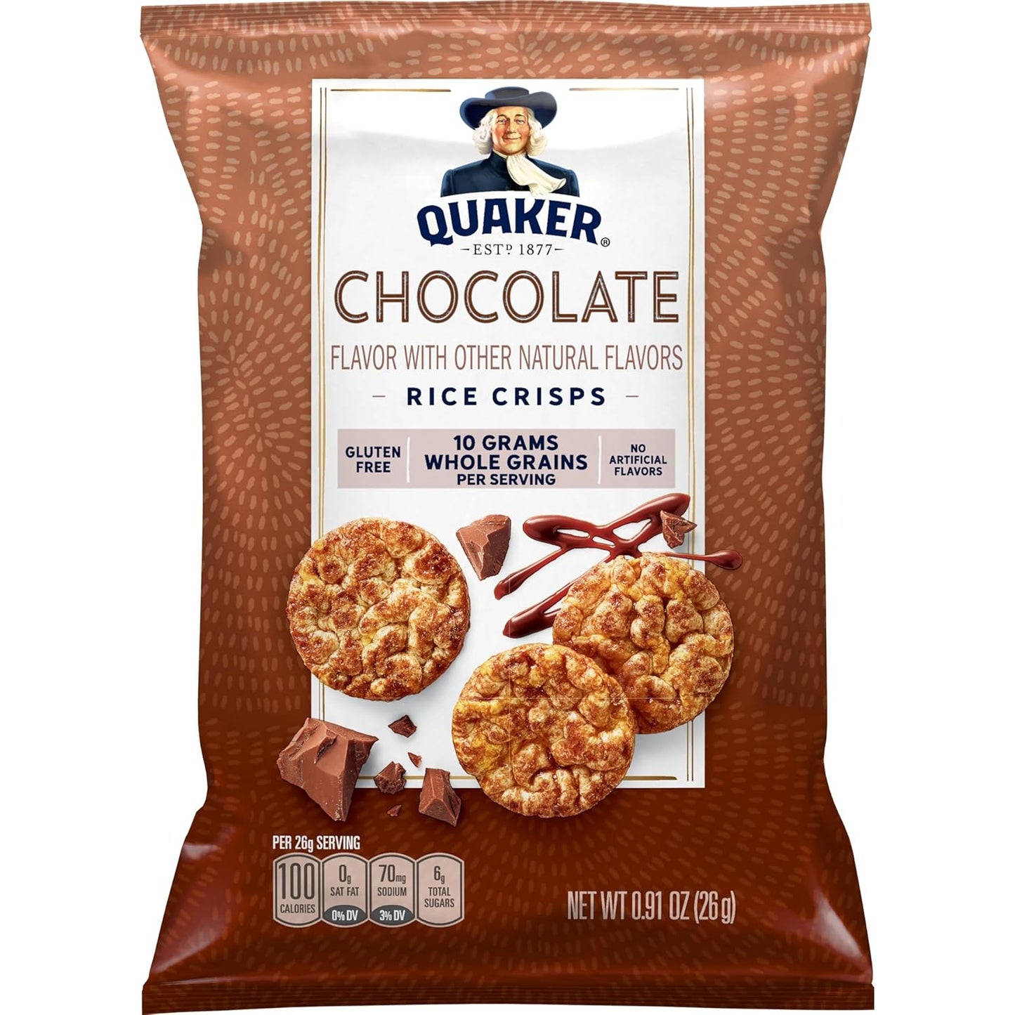 Quaker Rice Crisps, Gluten Free, Chocolate, 0.91 Oz, 30 Count