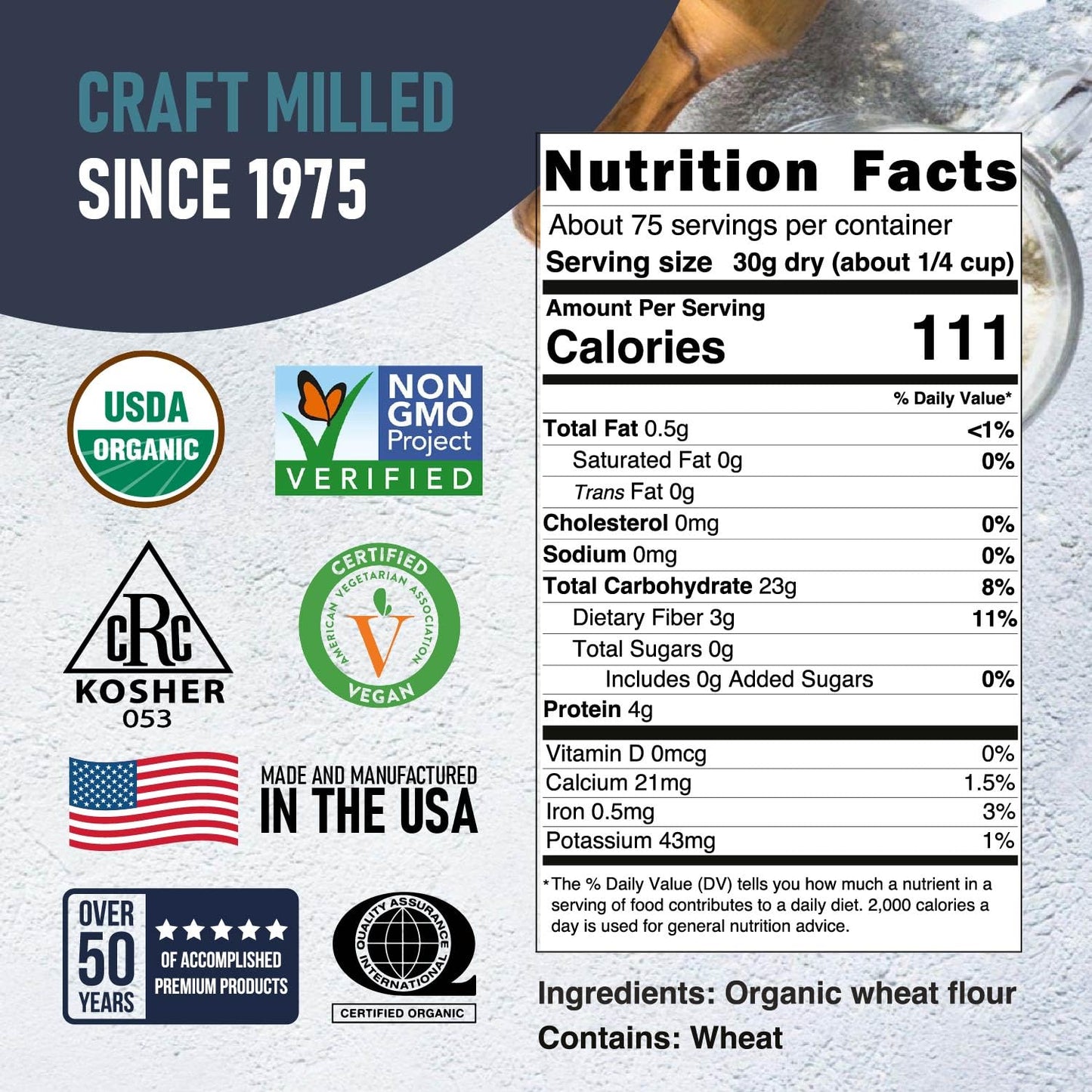 Great River Milling Organic Whole Wheat Pastry Flour | Soft Texture, Lower Gluten | USDA Organic, Non-GMO, Kosher | Ideal for Muffins, Cookies, Cakes & More | 5 Lb