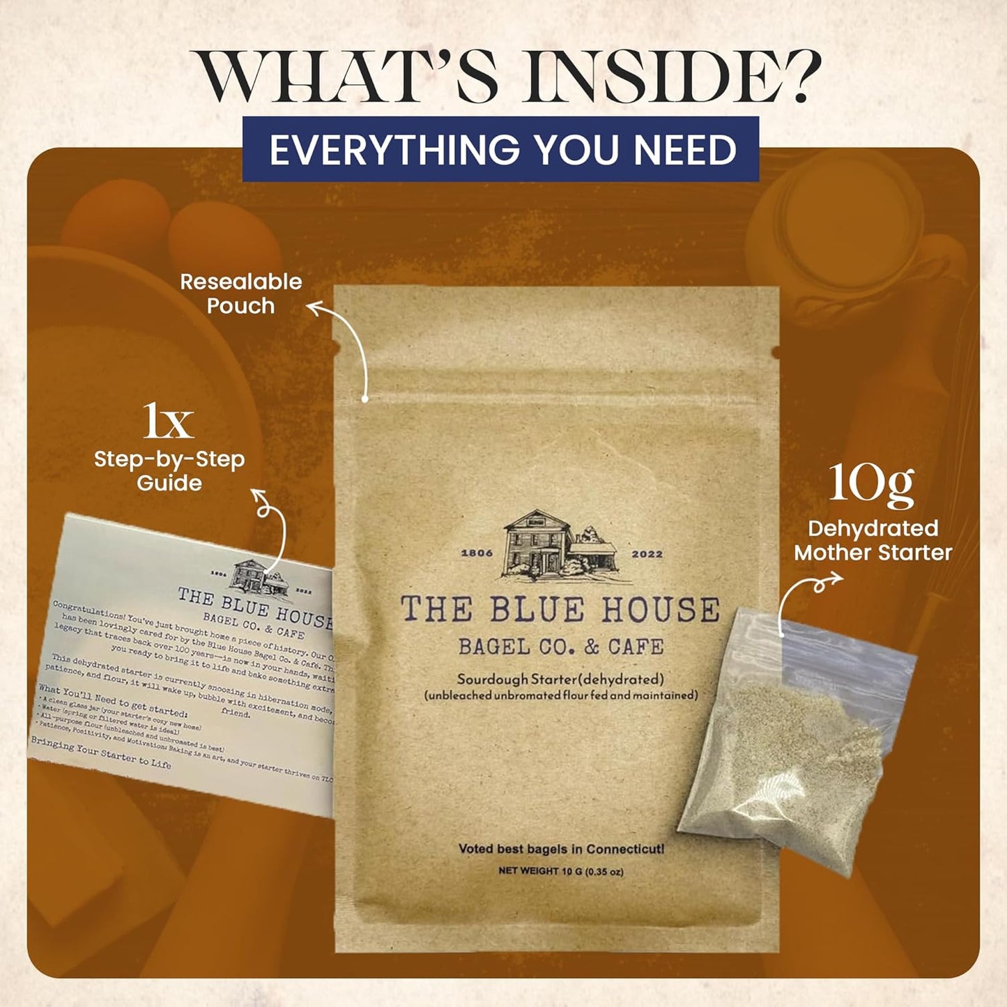 Dehydrated Sourdough Starter – Mama Blue Artisan Sourdough Bread with 137+ Years Italian Heritage | Non-GMO Sourdough Starter Option | Live Culture | Beginner Friendly | Perfect for Bread, Bagels & Pizza Dough | 10g