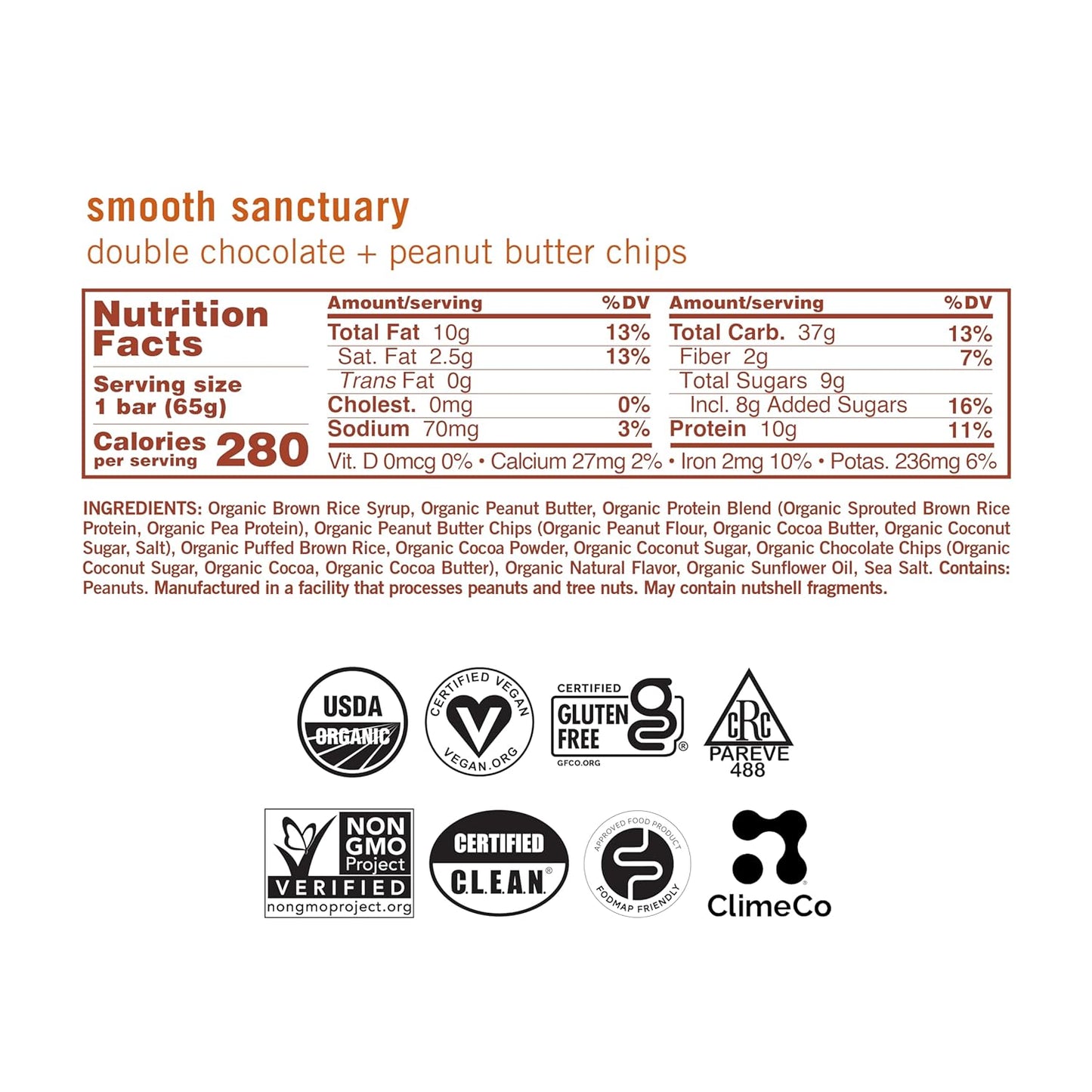 GoMacro MacroBar Organic Vegan Protein Bars - Double Chocolate + Peanut Butter Chips (2.3 Ounce Bars, 12 Count)