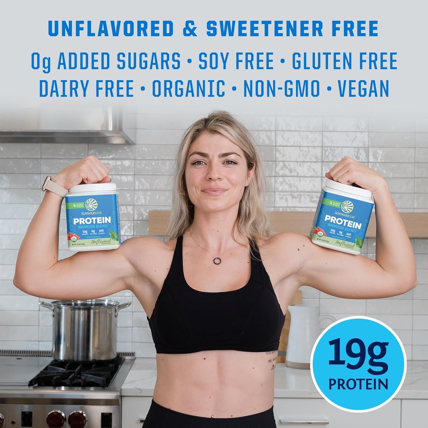 Sunwarrior Organic Plant Based Protein Powder | Vegan Organic Protein Powder Unflavored with BCAA Amino Acids & Hemp Seed Pea Blend | Non-GMO Soy Dairy Filler & Gluten Free (Unflavored, 15 Servings)