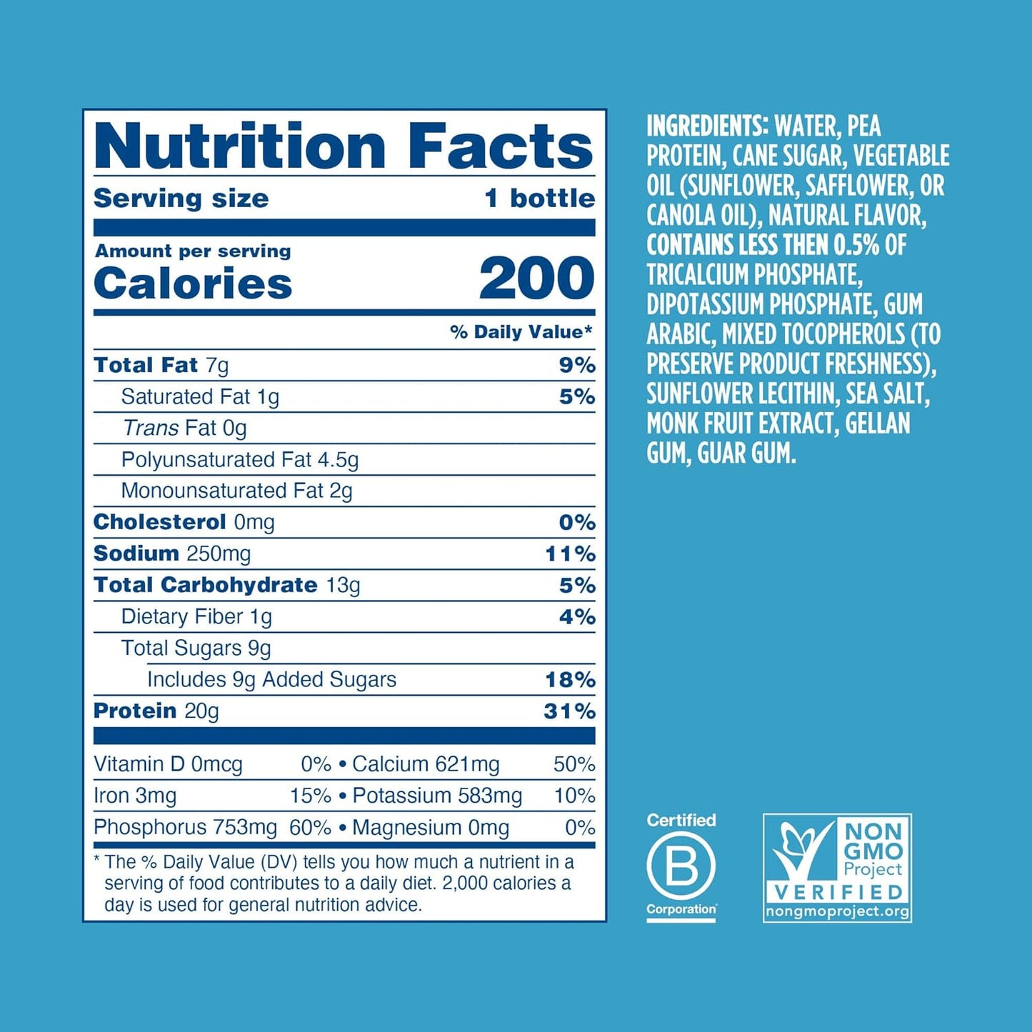 Ripple Vanilla Plant Based Protein Shake | 20g of Quality Sourced Pea Protein, Calcium & Iron Rich | Shelf Stable | Vegan & Non GMO | Dairy, Soy, Nut, & Gluten Free | 12 Fl Oz Bottles (Pack of 12)