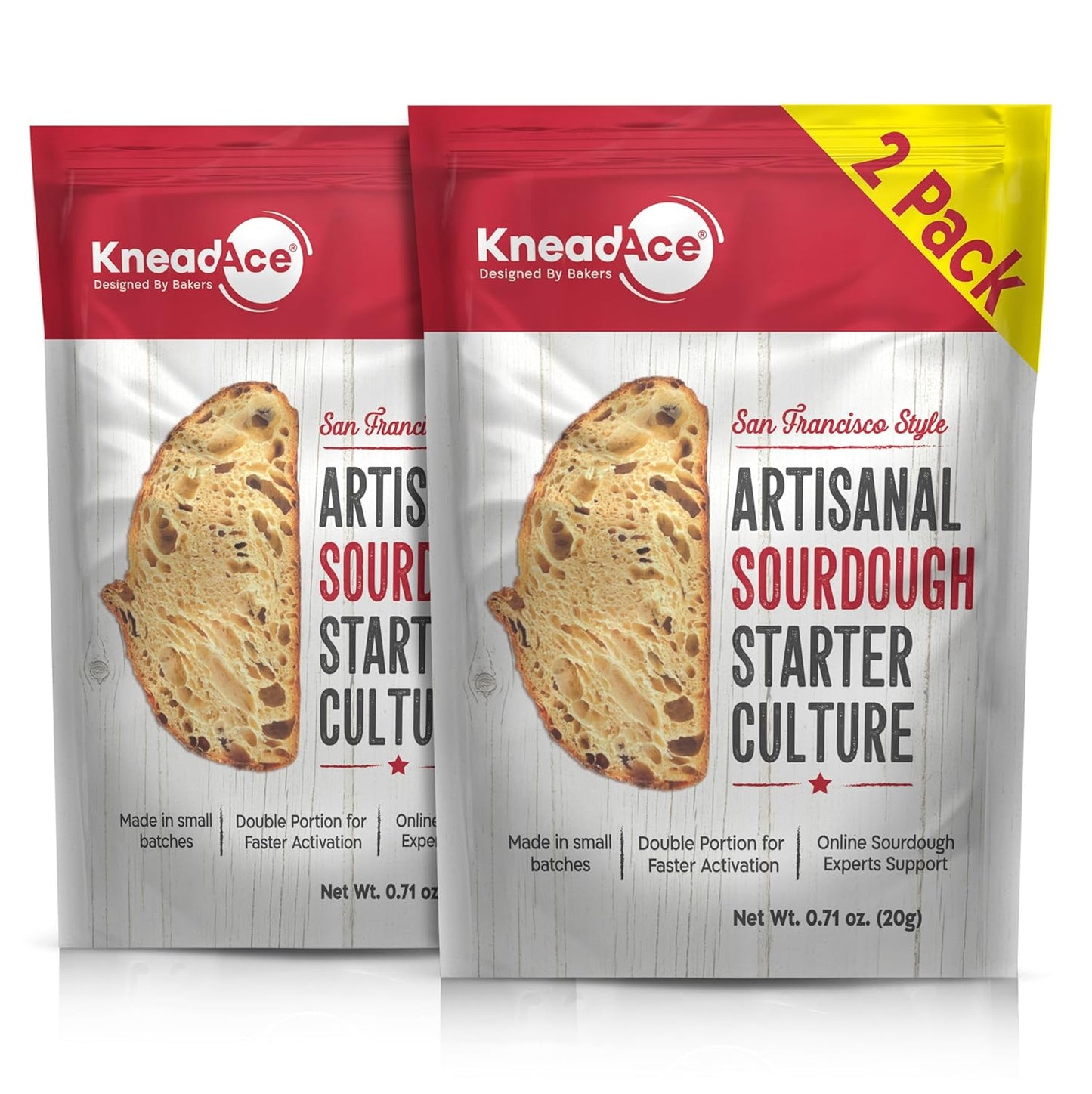 KneadAce Sourdough Starter Culture – Fast-Activating Natural Wild Yeast for Homemade Bread – Dehydrated Sourdough Starter for Baking Artisan Loaves, Easy to Use & Perfect for Beginners