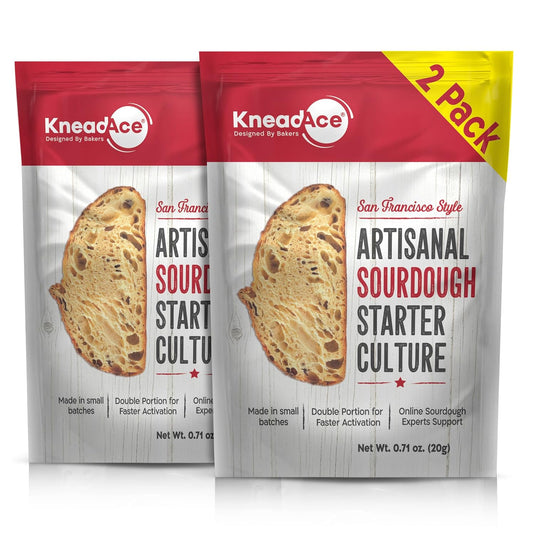 KneadAce Sourdough Starter Culture – Fast-Activating Natural Wild Yeast for Homemade Bread – Dehydrated Sourdough Starter for Baking Artisan Loaves, Easy to Use & Perfect for Beginners