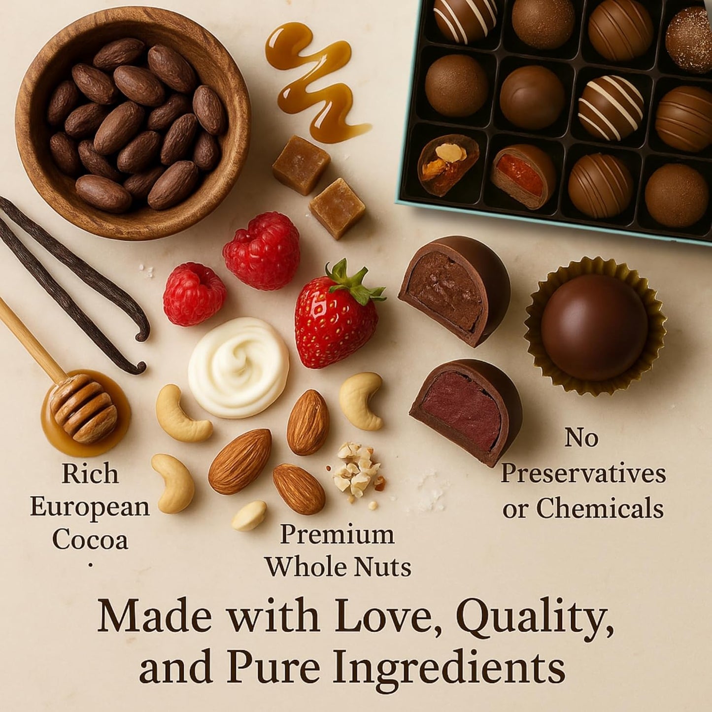 Andy Anand Chocolatier Luxurious Dark Chocolate Truffles Gift Box - Handmade Gourmet Chocolate Assortments, Gluten Free chocolate Perfect_gifts for her & for birthday Gifts & wedding gifts (24 Pcs)