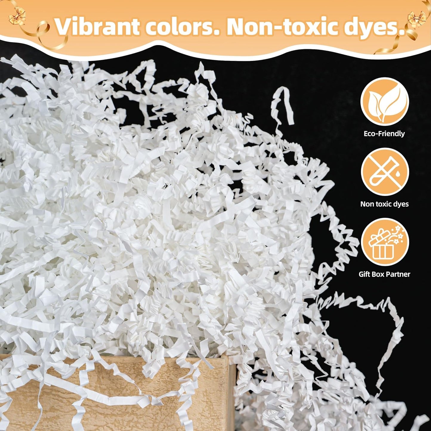 LWWTBS Crinkle Cut Paper 7oz Shredded Packing Grass Cushion Paper for Gift Baskets Christmas Wedding Birthday Bridesmaid Engagement Craft Gift boxes Stuffing Bags Filler (White)