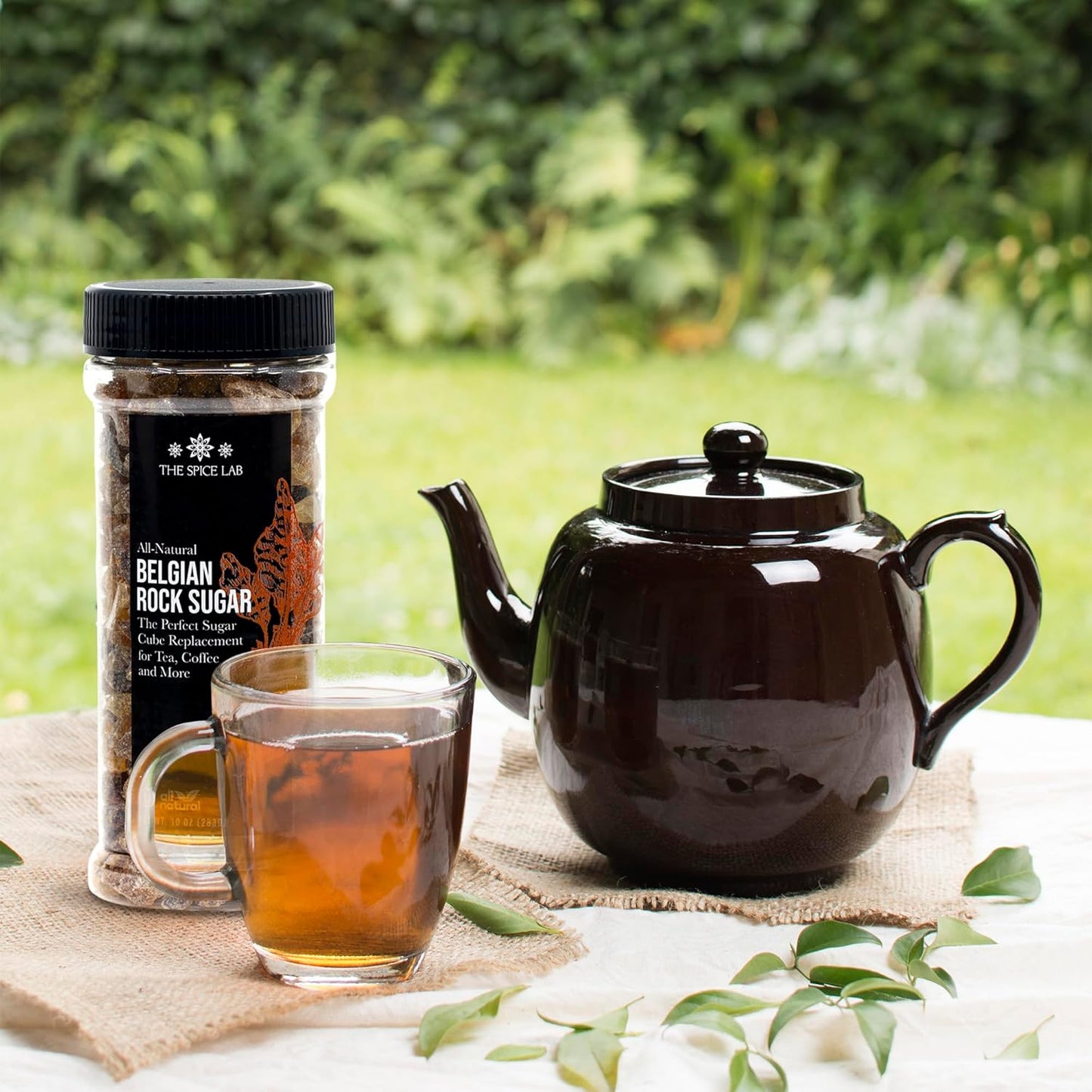 The Spice Lab Belgian Rock Sugar – Beet Sugar Crystals – Amber Sweetener For Tea & Coffee – Teavana - (10 Oz) - Natural Coarse Brown Sugar Alternative