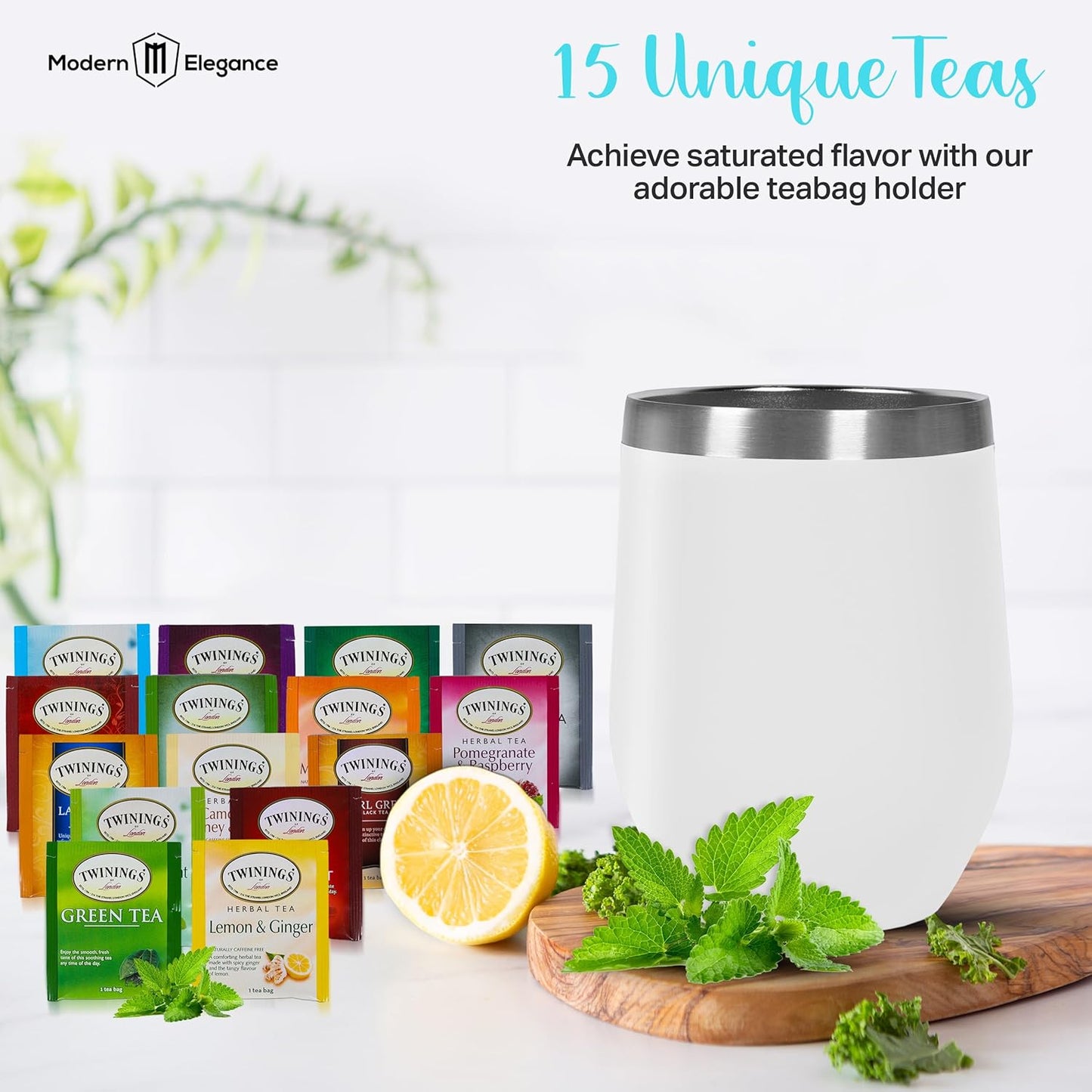 Tea Gift Set for Women & Men – Includes Assorted Teas, Elegant Mug & Honey (White)