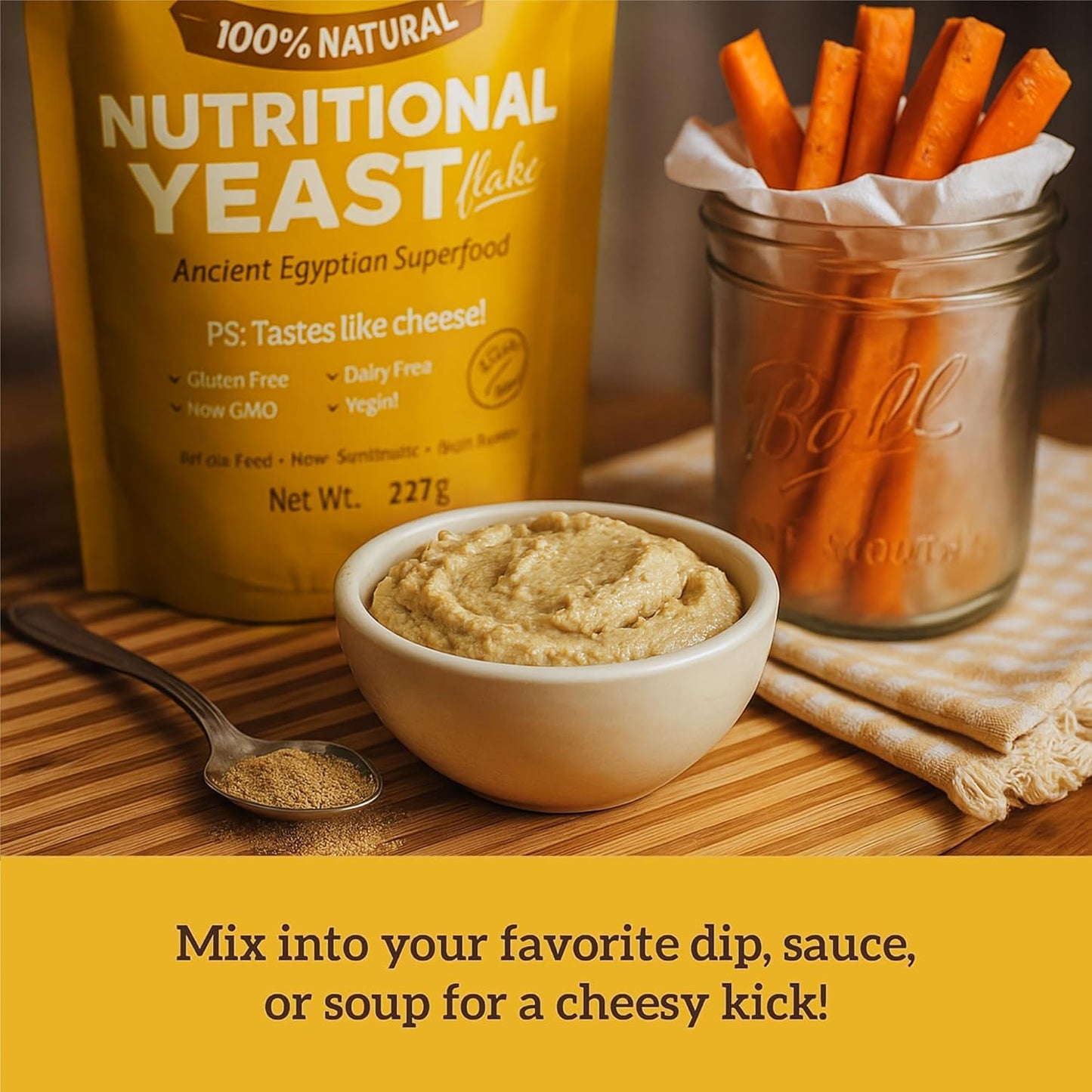Non Fortified Nutritional Yeast Flakes, Whole Foods Based Protein Powder, Vegan, Gluten Free, Vitamins B, Beta-glucans, and All 18 Amino Acids (24 oz.)