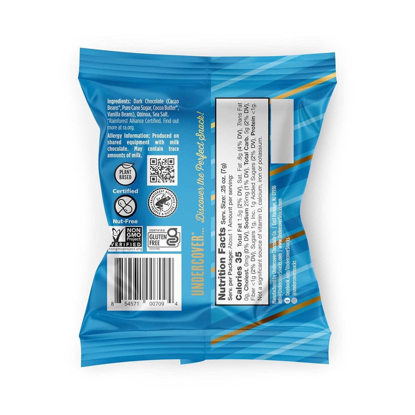 Undercover Snacks Chocolate Quinoa Crisps - Dark Chocolate Variety Pack | 70-Count, Individually Wrapped Crisps | Gluten Free, Nut-Free, Allergen Friendly, Kosher, Plant-Based, NOT AIRLINE SIZE