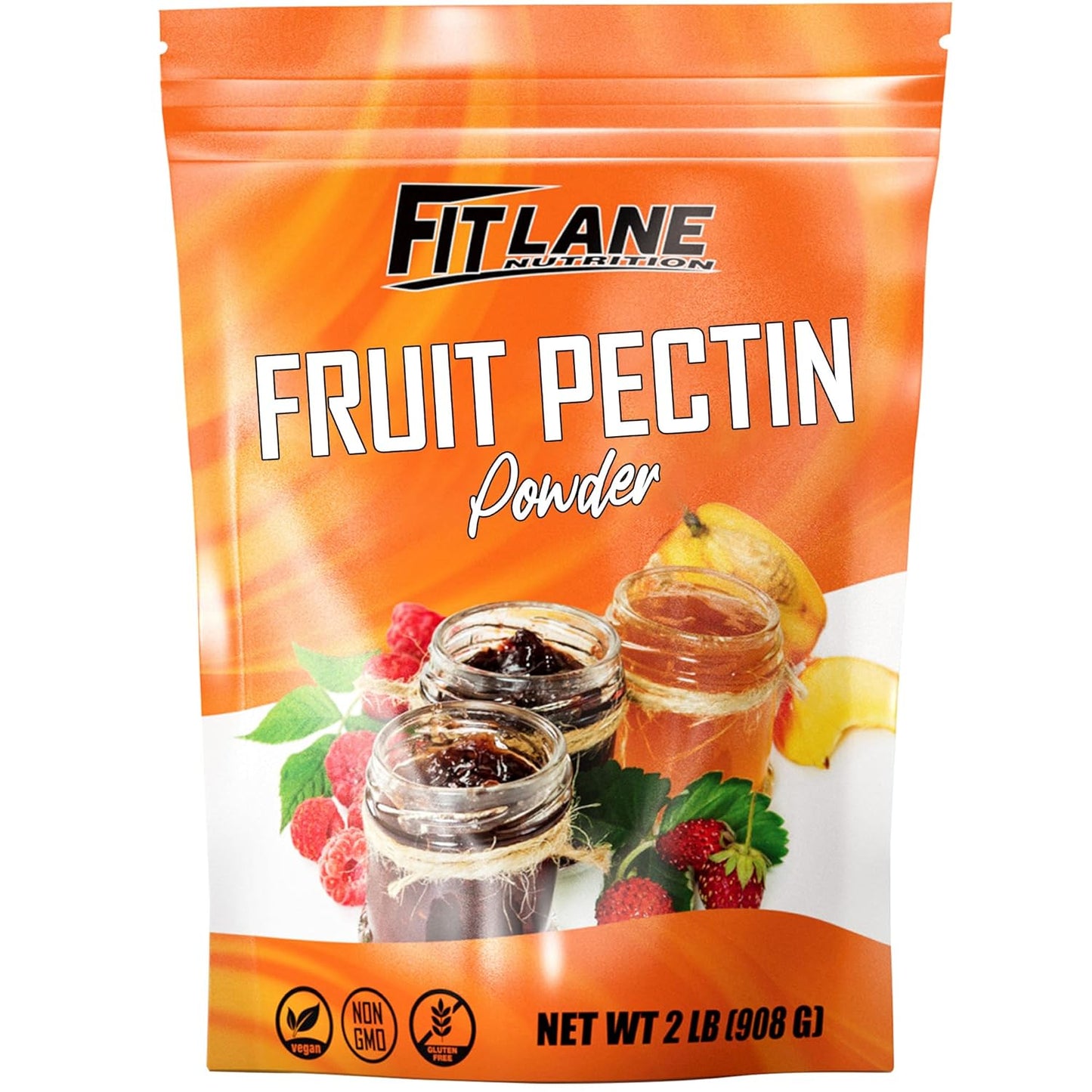 Fruit Pectin Powder 2 lbs - For Canning Jams and Jellies - Natural, Vegan and NON-GMO - Premium Bulk Ingredient Mix - Great for Apple Pie Filling - By Fit Lane Nutrition - Value Size Bag